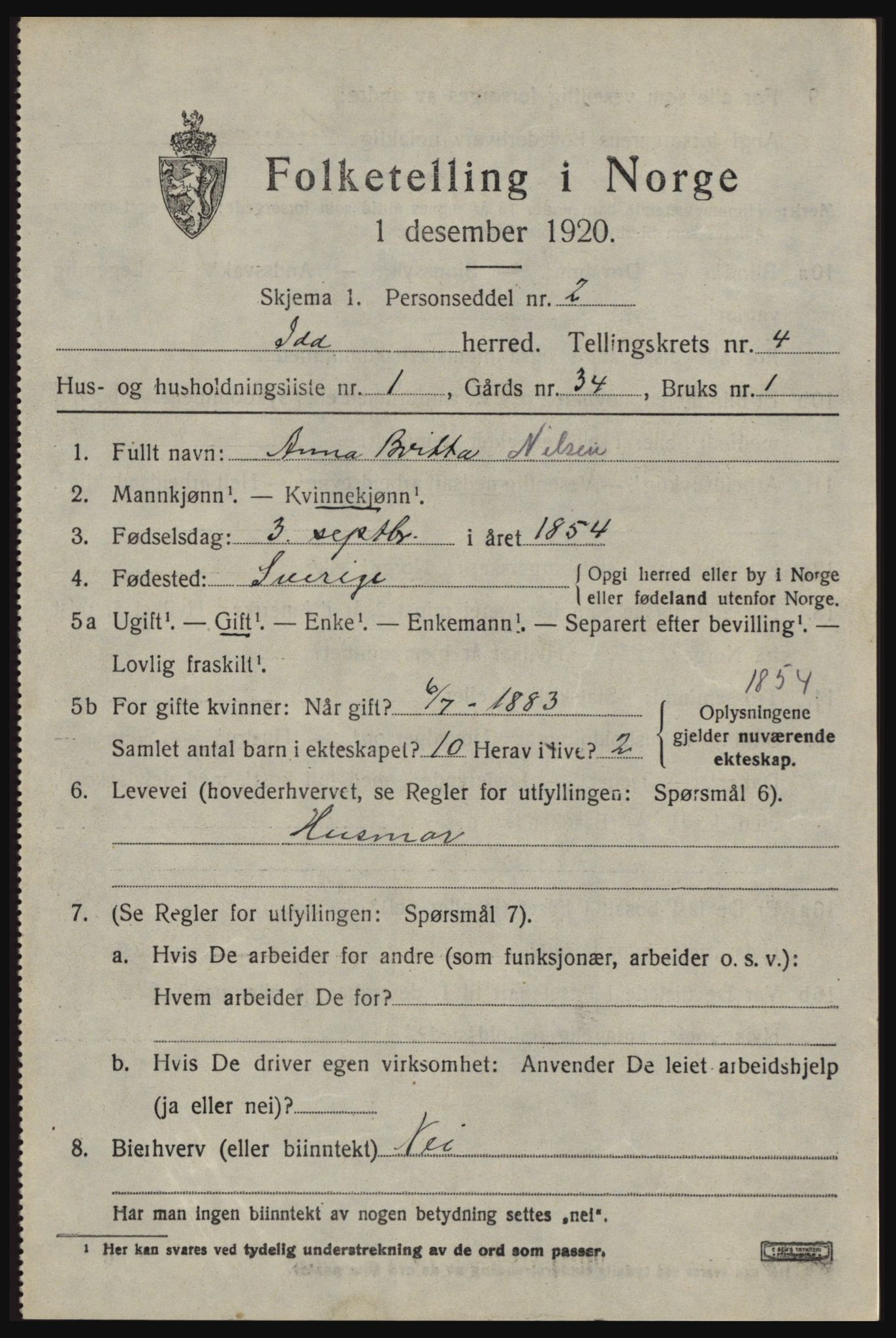 SAO, 1920 census for Idd, 1920, p. 5624