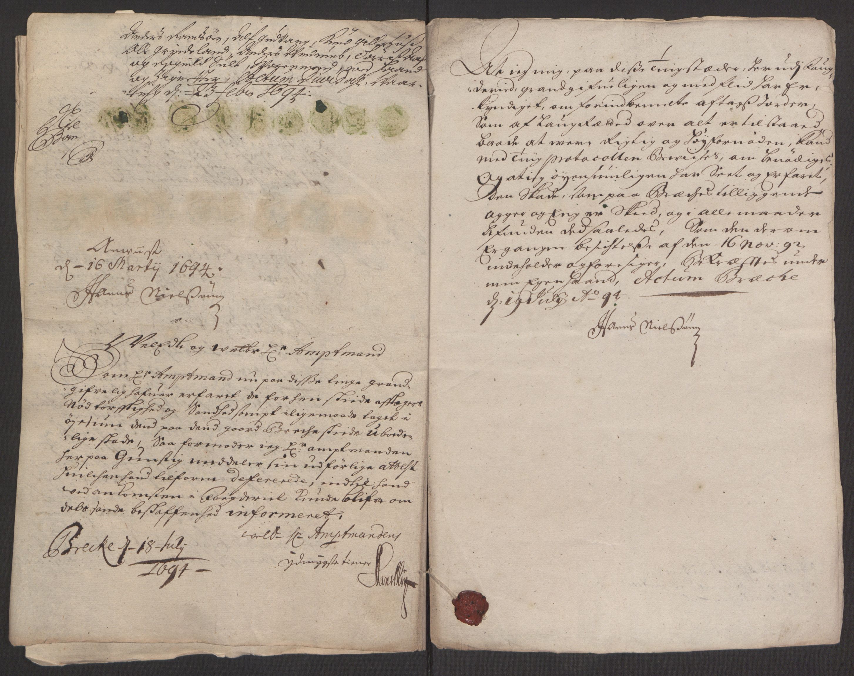 Rentekammeret inntil 1814, Reviderte regnskaper, Fogderegnskap, RA/EA-4092/R52/L3307: Fogderegnskap Sogn, 1693-1694, p. 261