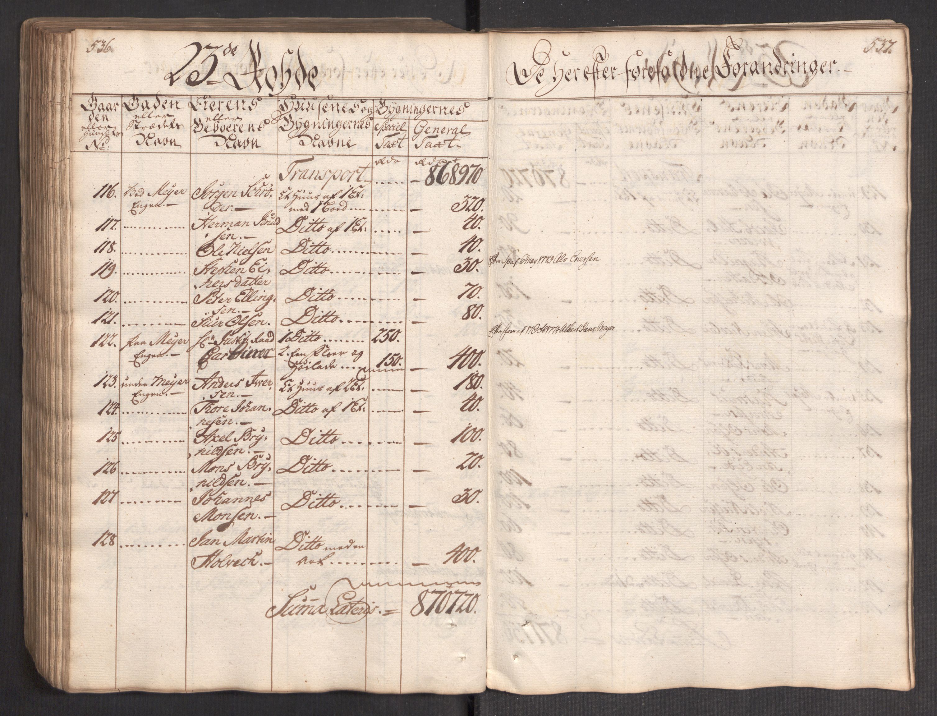 Kommersekollegiet, Brannforsikringskontoret 1767-1814, AV/RA-EA-5458/F/Fa/L0004/0002: Bergen / Branntakstprotokoll, 1767, p. 536-537