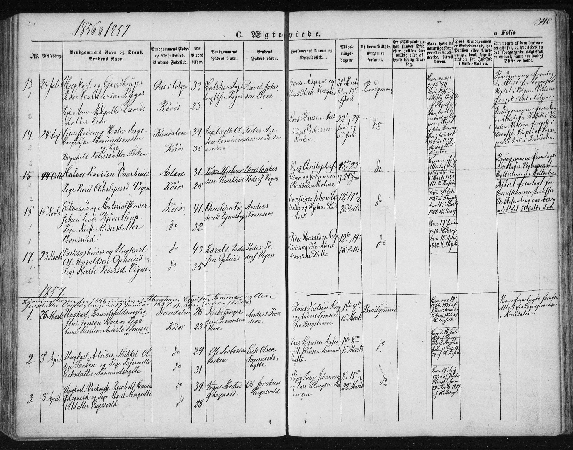 Ministerialprotokoller, klokkerbøker og fødselsregistre - Sør-Trøndelag, SAT/A-1456/681/L0931: Parish register (official) no. 681A09, 1845-1859, p. 340
