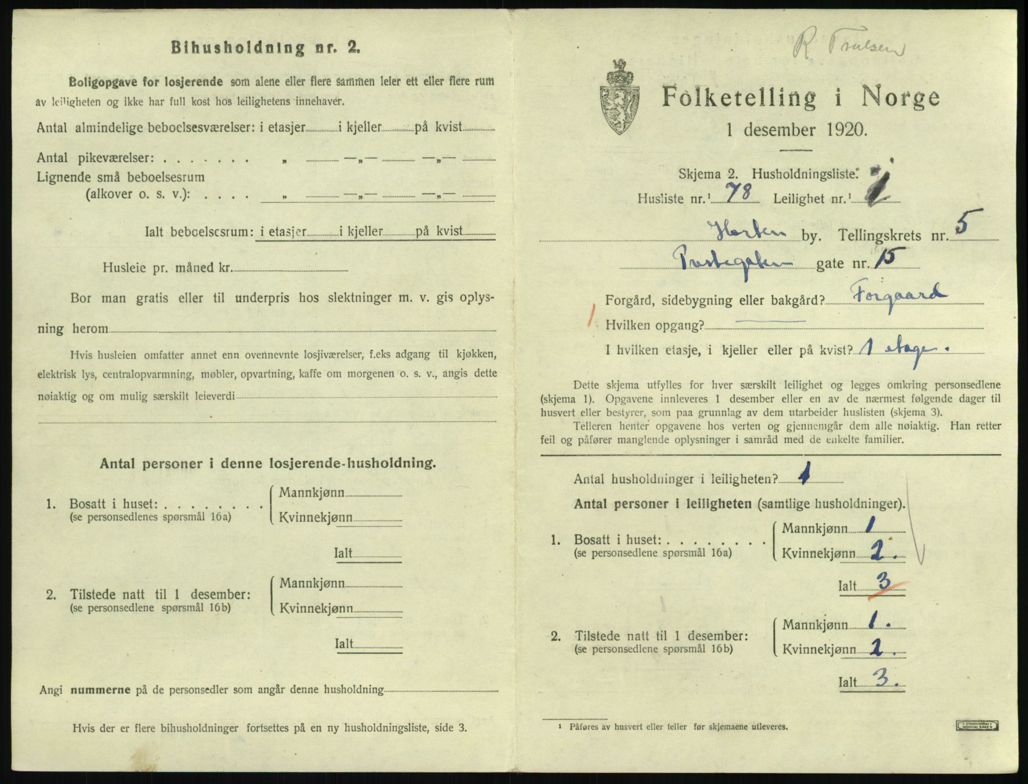 SAKO, 1920 census for Horten, 1920, p. 5949