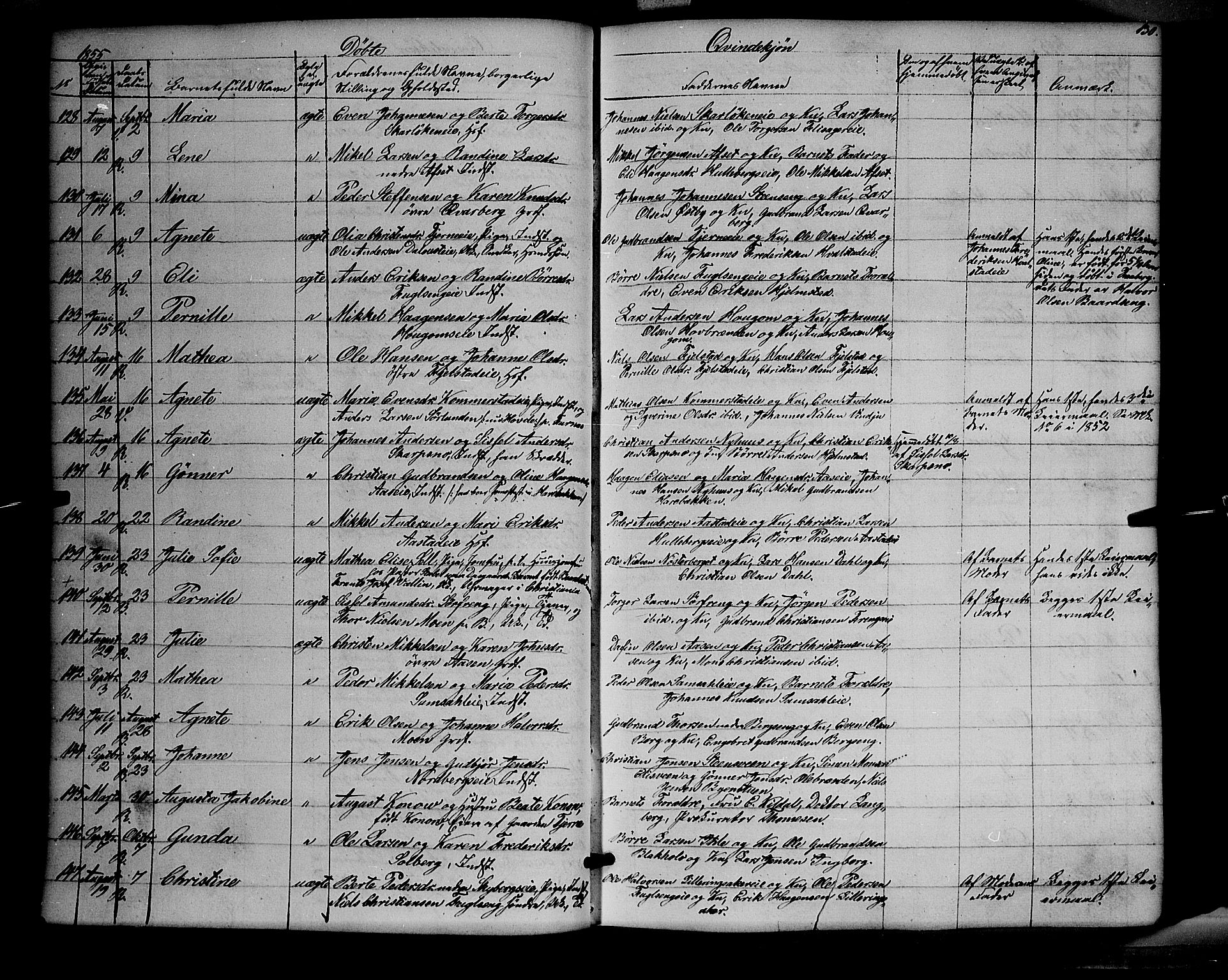 Ringsaker prestekontor, AV/SAH-PREST-014/K/Ka/L0009: Parish register (official) no. 9, 1850-1860, p. 130