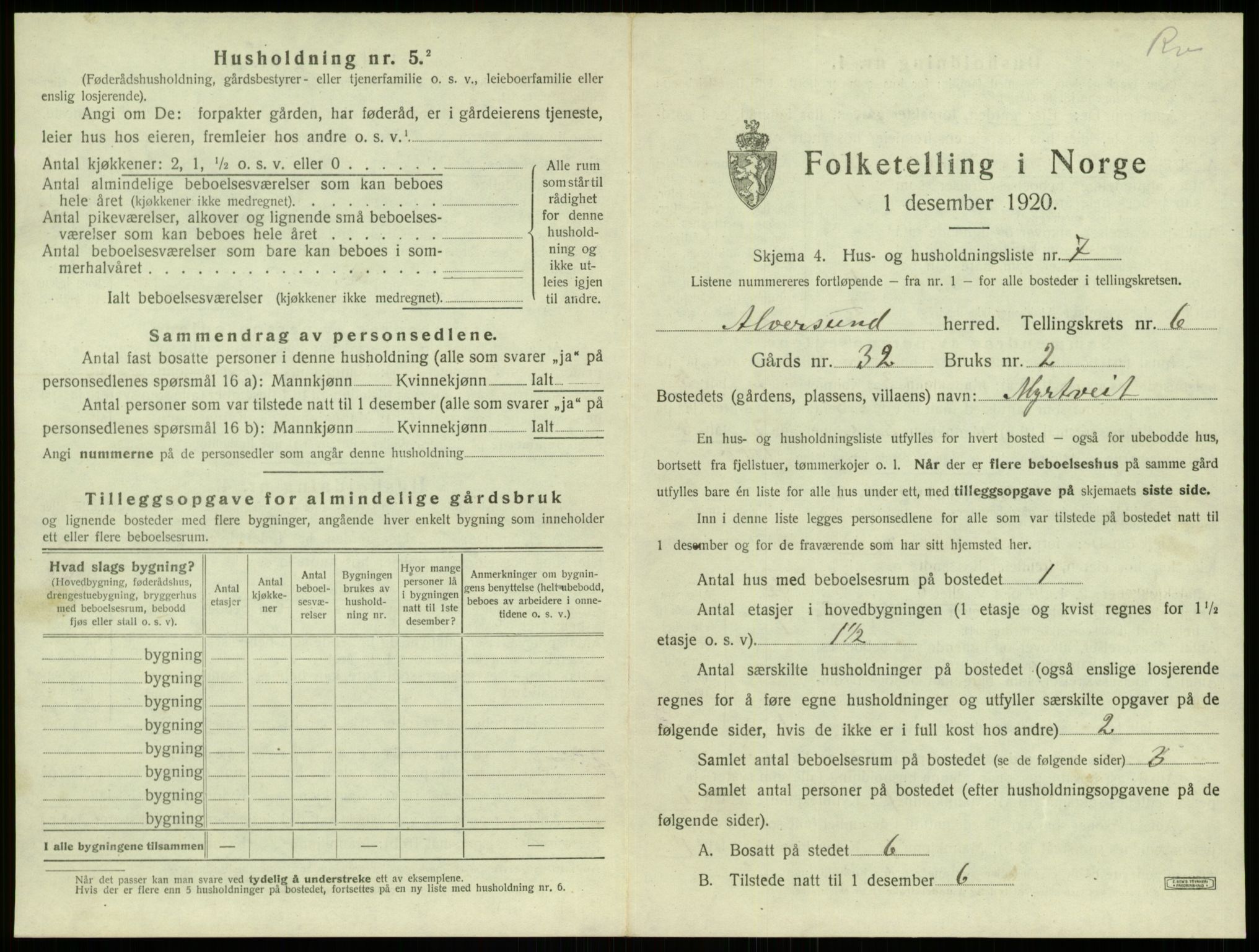 SAB, 1920 census for Alversund, 1920, p. 529