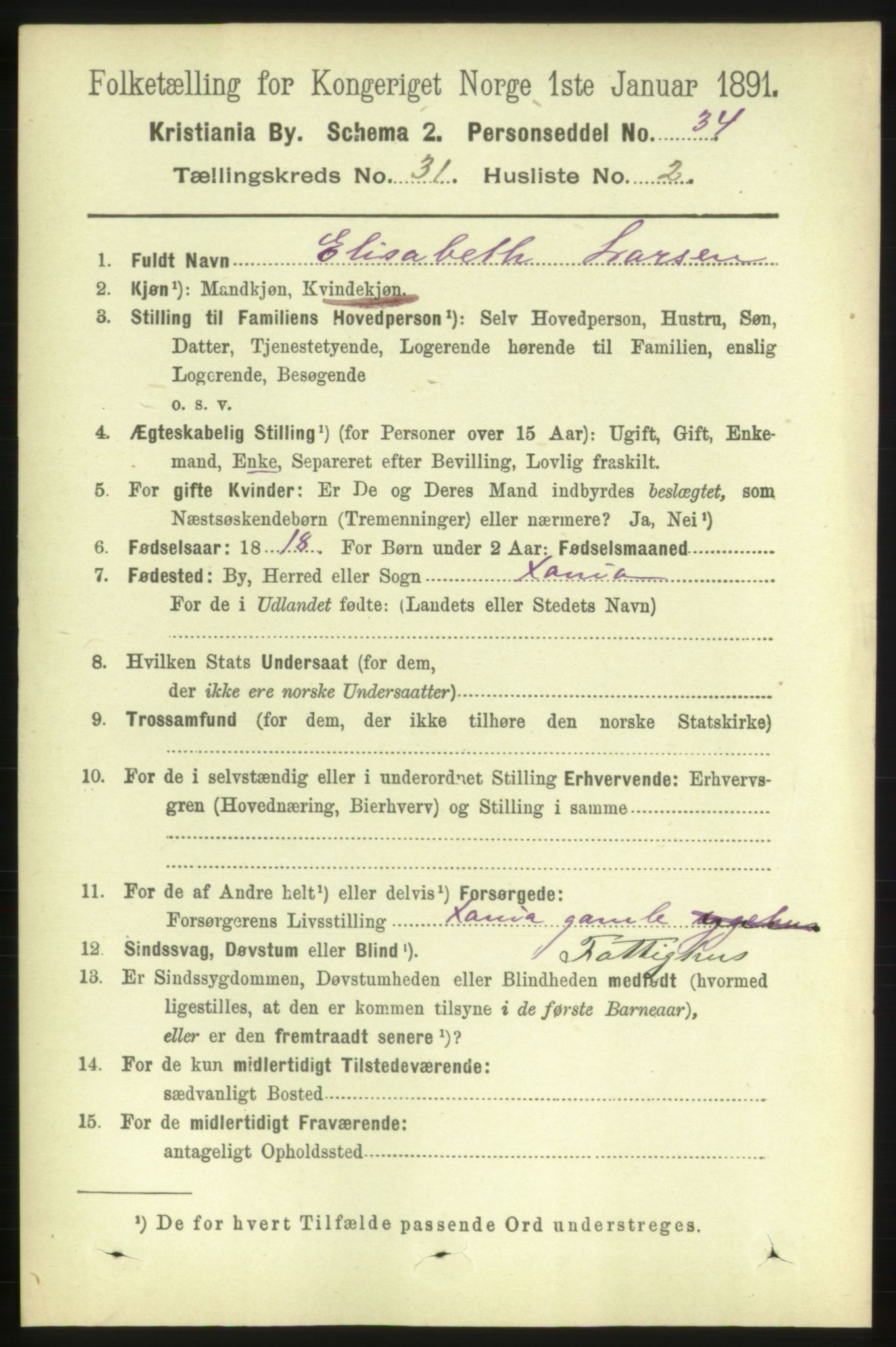 RA, 1891 census for 0301 Kristiania, 1891, p. 15969