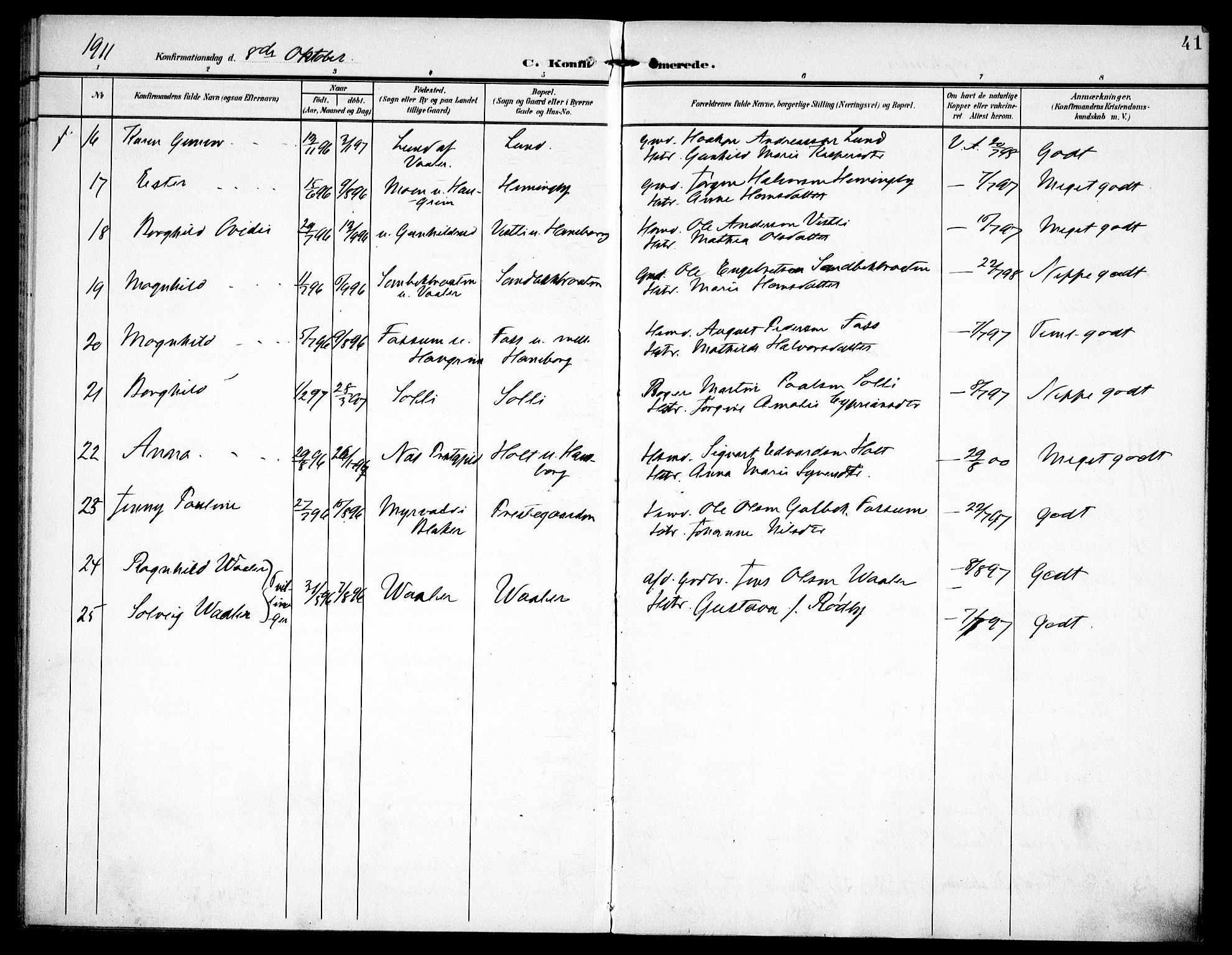 Aurskog prestekontor Kirkebøker, SAO/A-10304a/F/Fa/L0012: Parish register (official) no. I 12, 1902-1915, p. 41