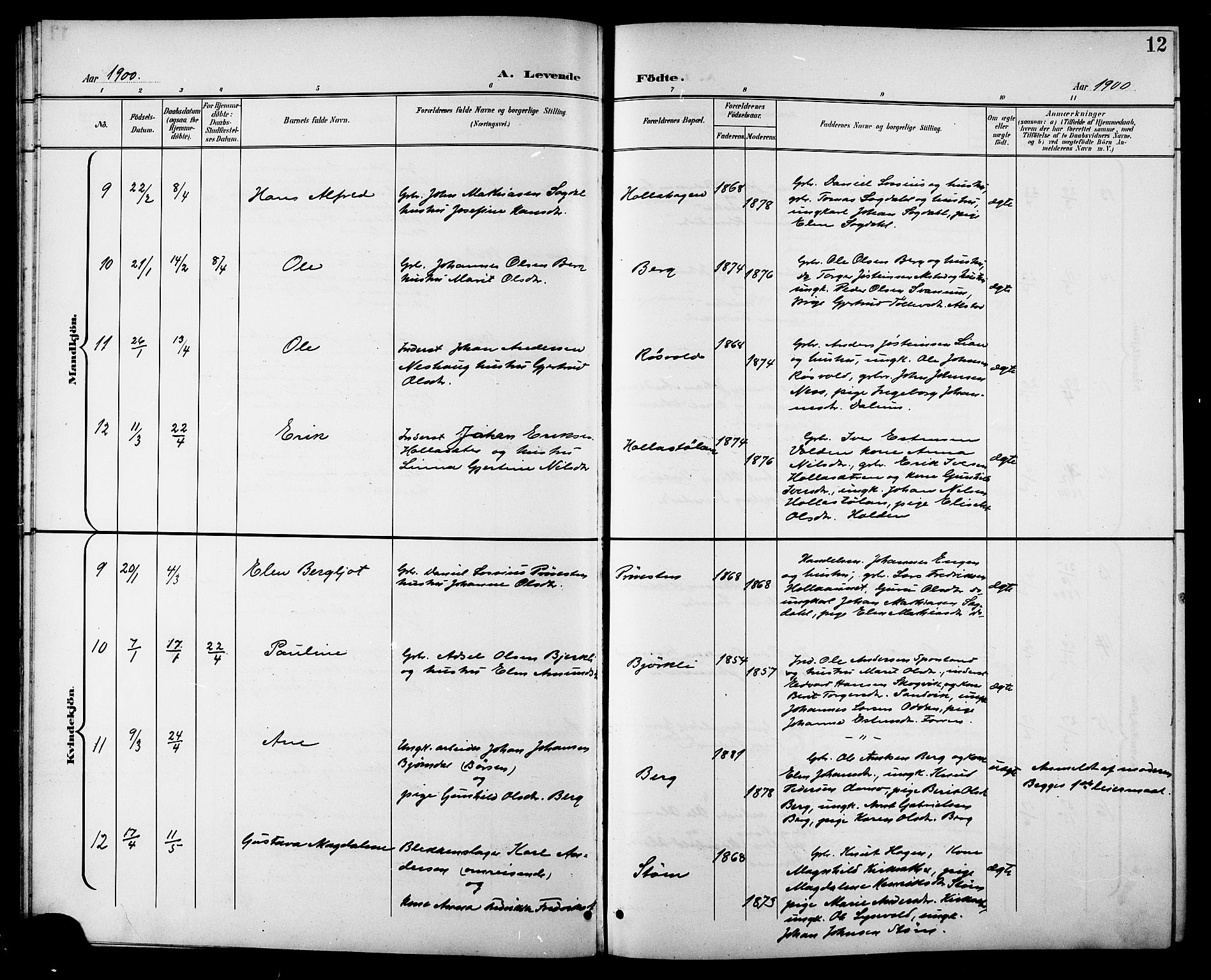 Ministerialprotokoller, klokkerbøker og fødselsregistre - Sør-Trøndelag, AV/SAT-A-1456/630/L0505: Parish register (copy) no. 630C03, 1899-1914, p. 12