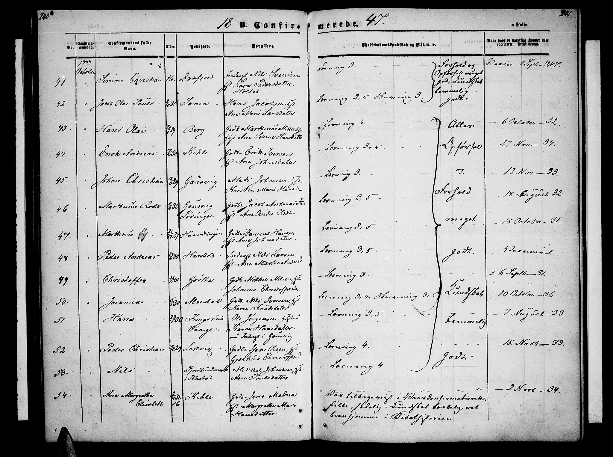 Trondenes sokneprestkontor, AV/SATØ-S-1319/H/Hb/L0006klokker: Parish register (copy) no. 6, 1845-1855, p. 240-241