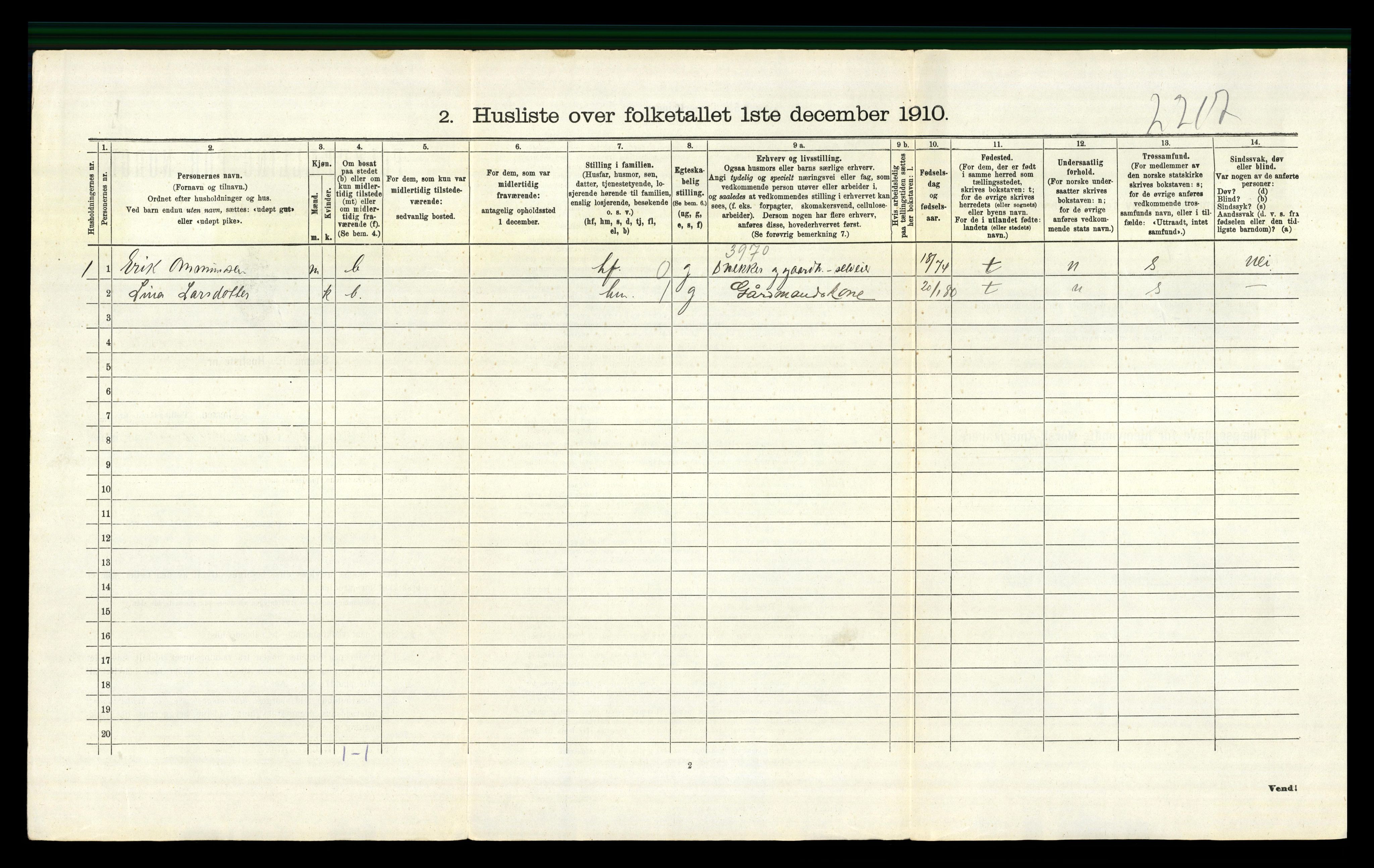 RA, 1910 census for Gjerstad, 1910, p. 544