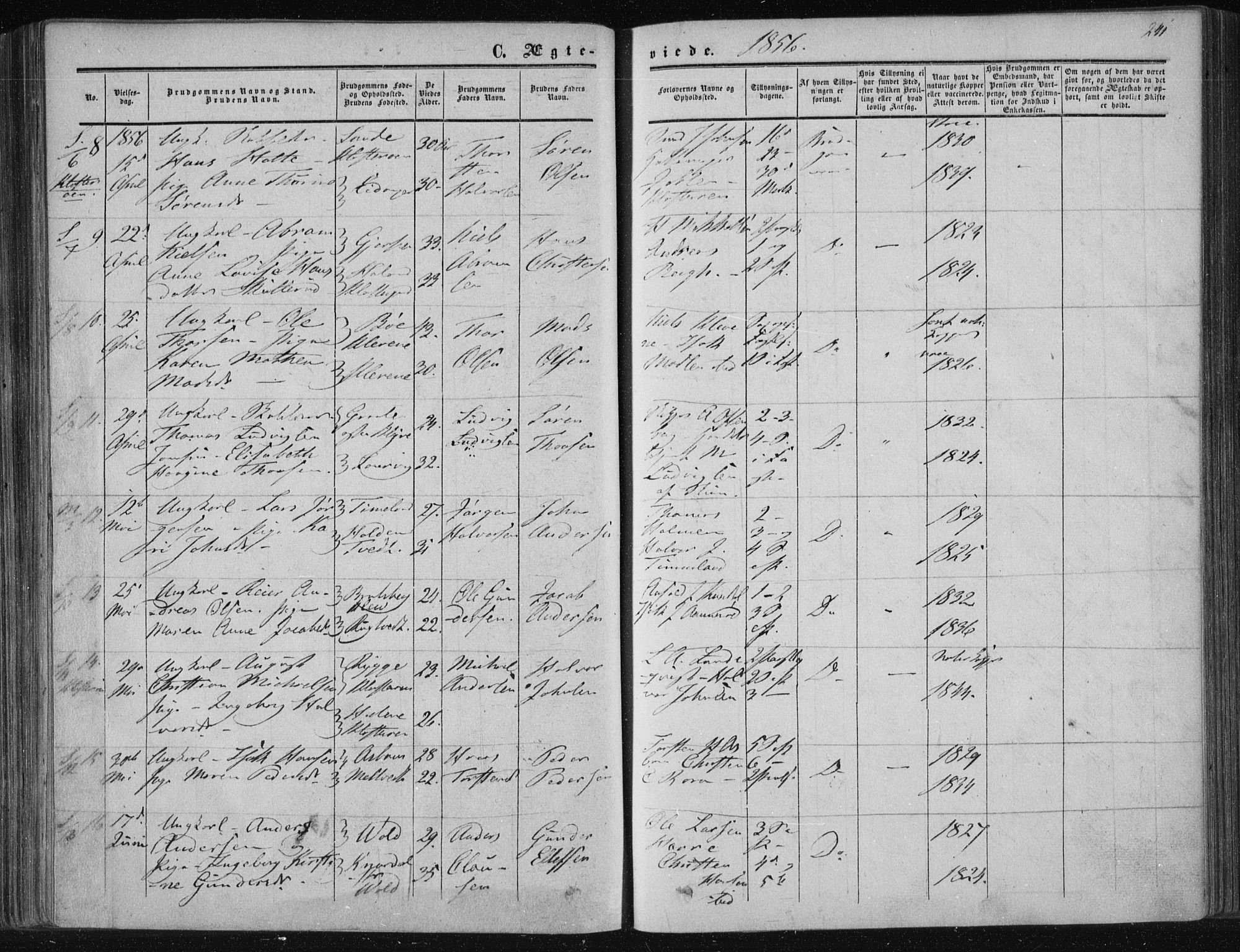Solum kirkebøker, SAKO/A-306/F/Fa/L0007: Parish register (official) no. I 7, 1856-1864, p. 241