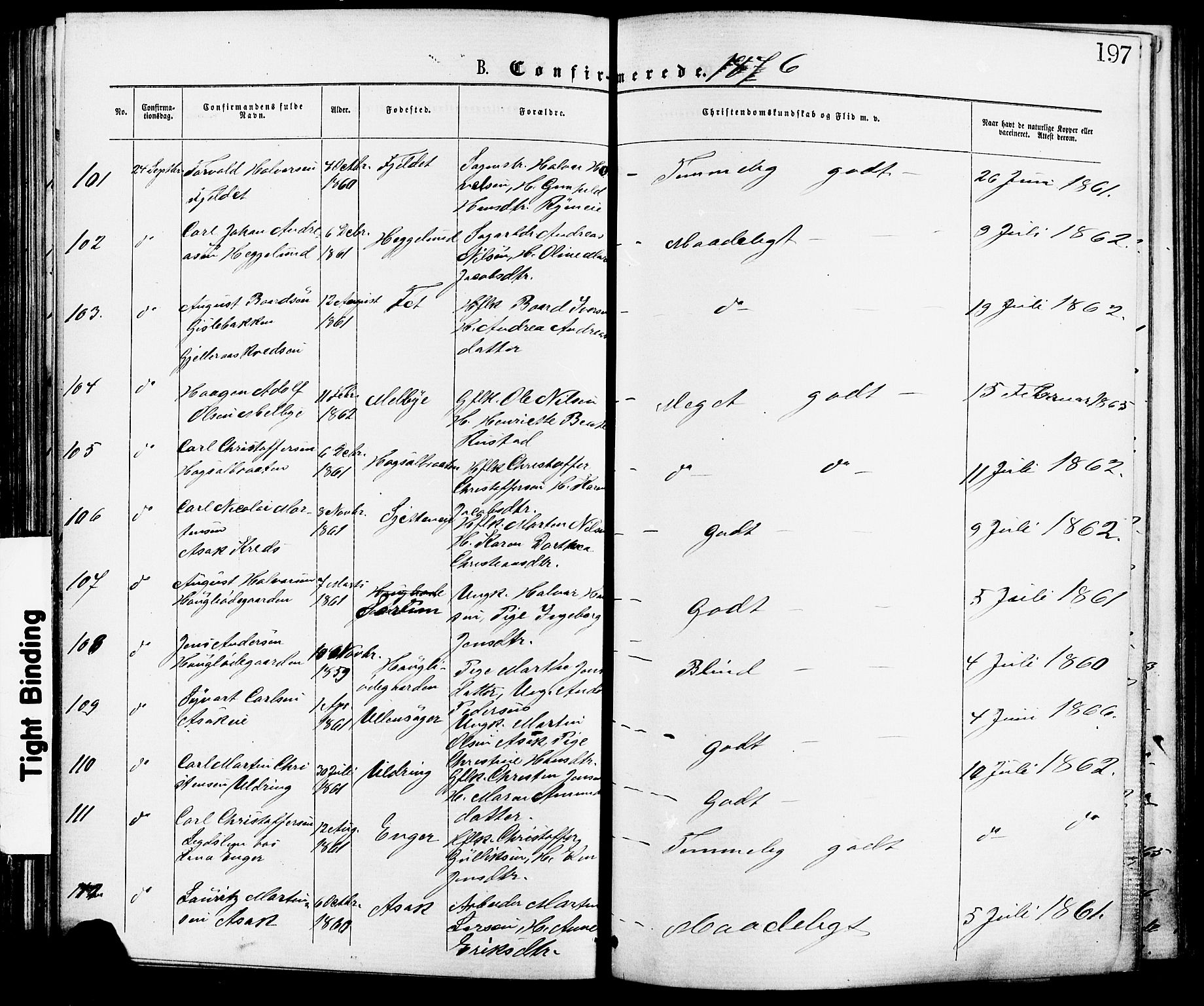 Skedsmo prestekontor Kirkebøker, AV/SAO-A-10033a/F/Fa/L0012: Parish register (official) no. I 12, 1876-1883, p. 197