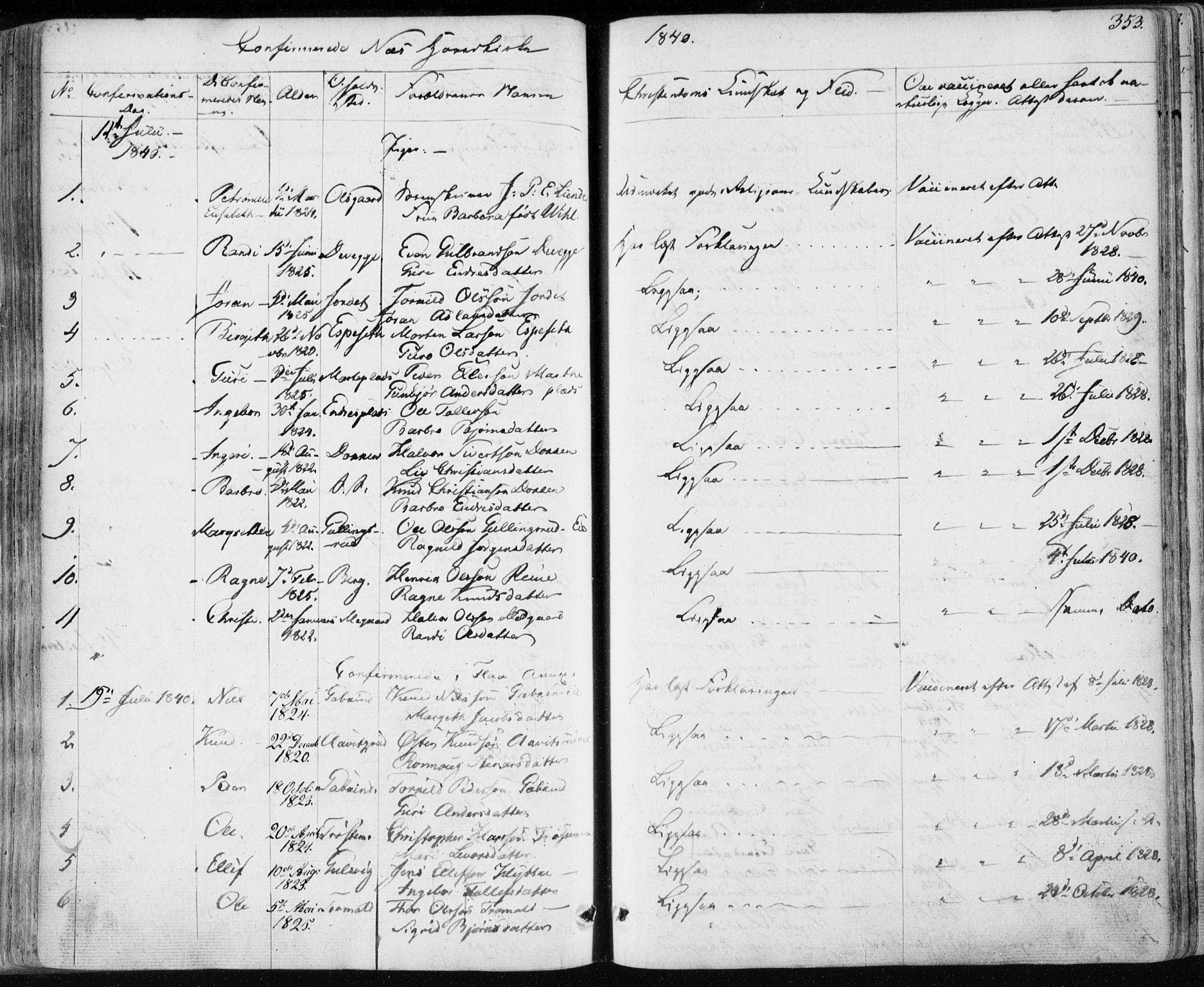 Nes kirkebøker, AV/SAKO-A-236/F/Fa/L0009: Parish register (official) no. 9, 1834-1863, p. 353