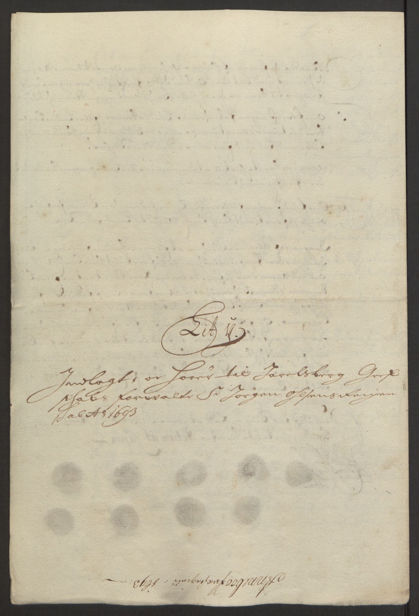 Rentekammeret inntil 1814, Reviderte regnskaper, Fogderegnskap, AV/RA-EA-4092/R32/L1866: Fogderegnskap Jarlsberg grevskap, 1693, p. 414