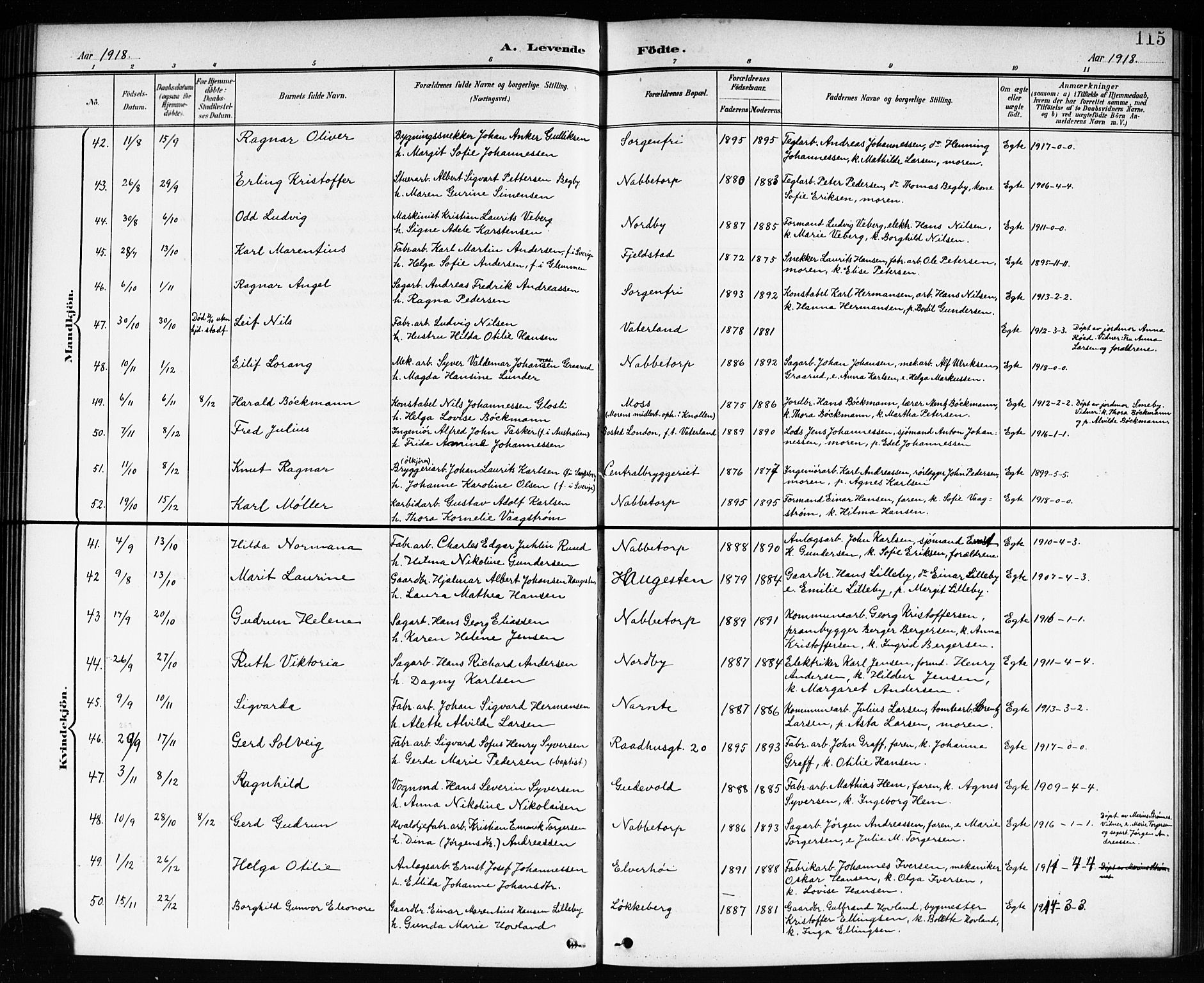 Østre Fredrikstad prestekontor Kirkebøker, AV/SAO-A-10907/G/Ga/L0002: Parish register (copy) no. 2, 1900-1919, p. 115