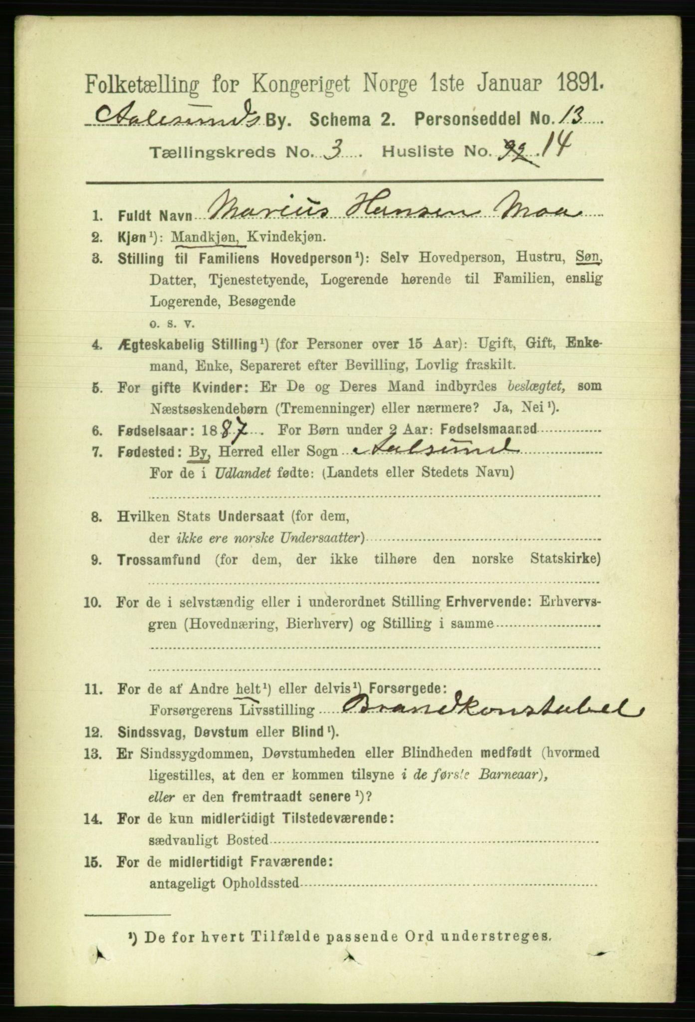 RA, 1891 census for 1501 Ålesund, 1891, p. 2444