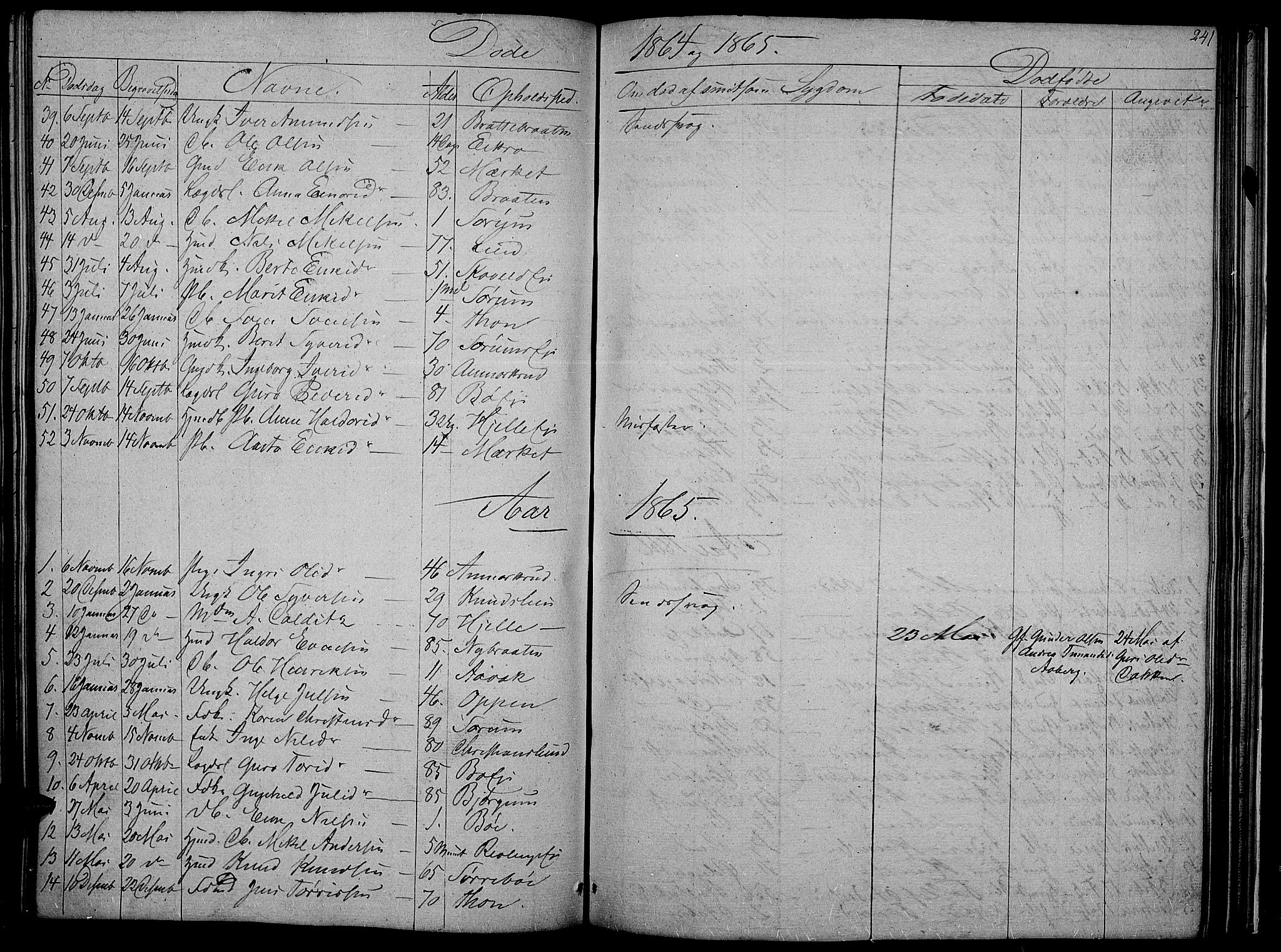 Nord-Aurdal prestekontor, SAH/PREST-132/H/Ha/Hab/L0002: Parish register (copy) no. 2, 1842-1877, p. 241