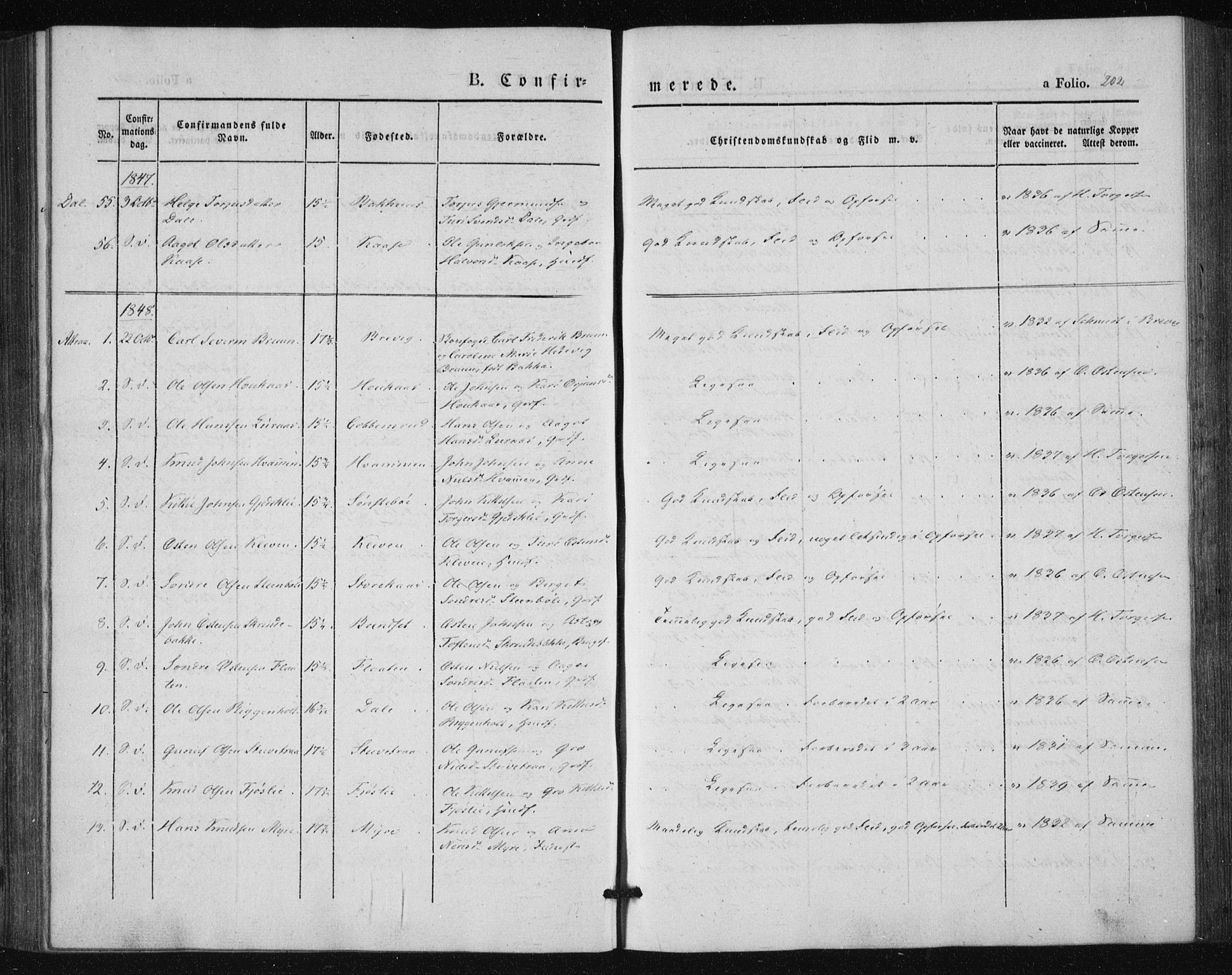 Tinn kirkebøker, SAKO/A-308/F/Fa/L0005: Parish register (official) no. I 5, 1844-1856, p. 202