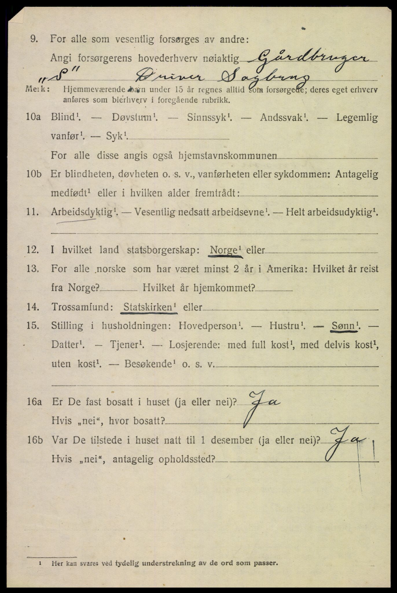SAK, 1920 census for Konsmo, 1920, p. 1303