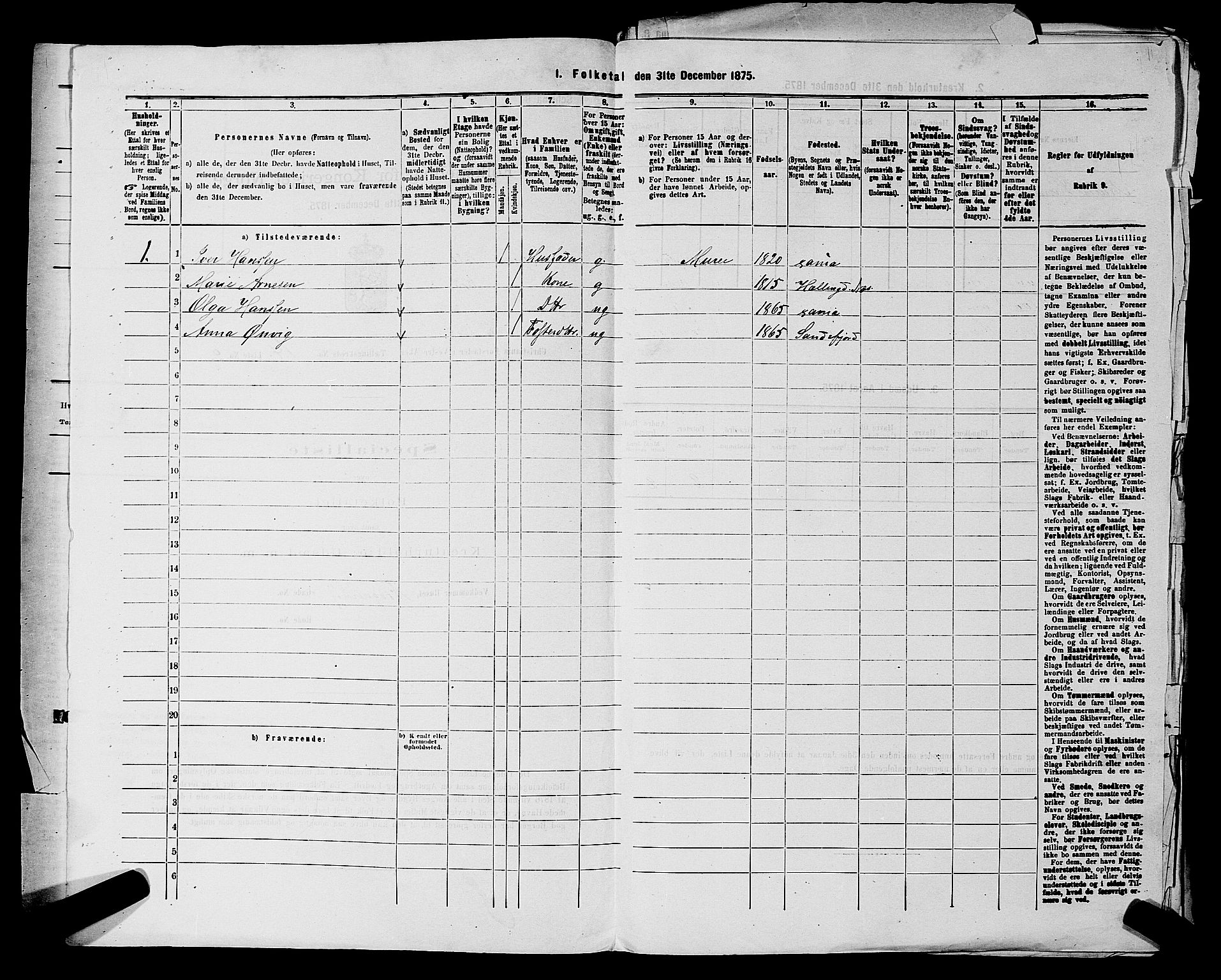 RA, 1875 census for 0218aP Vestre Aker, 1875, p. 2235