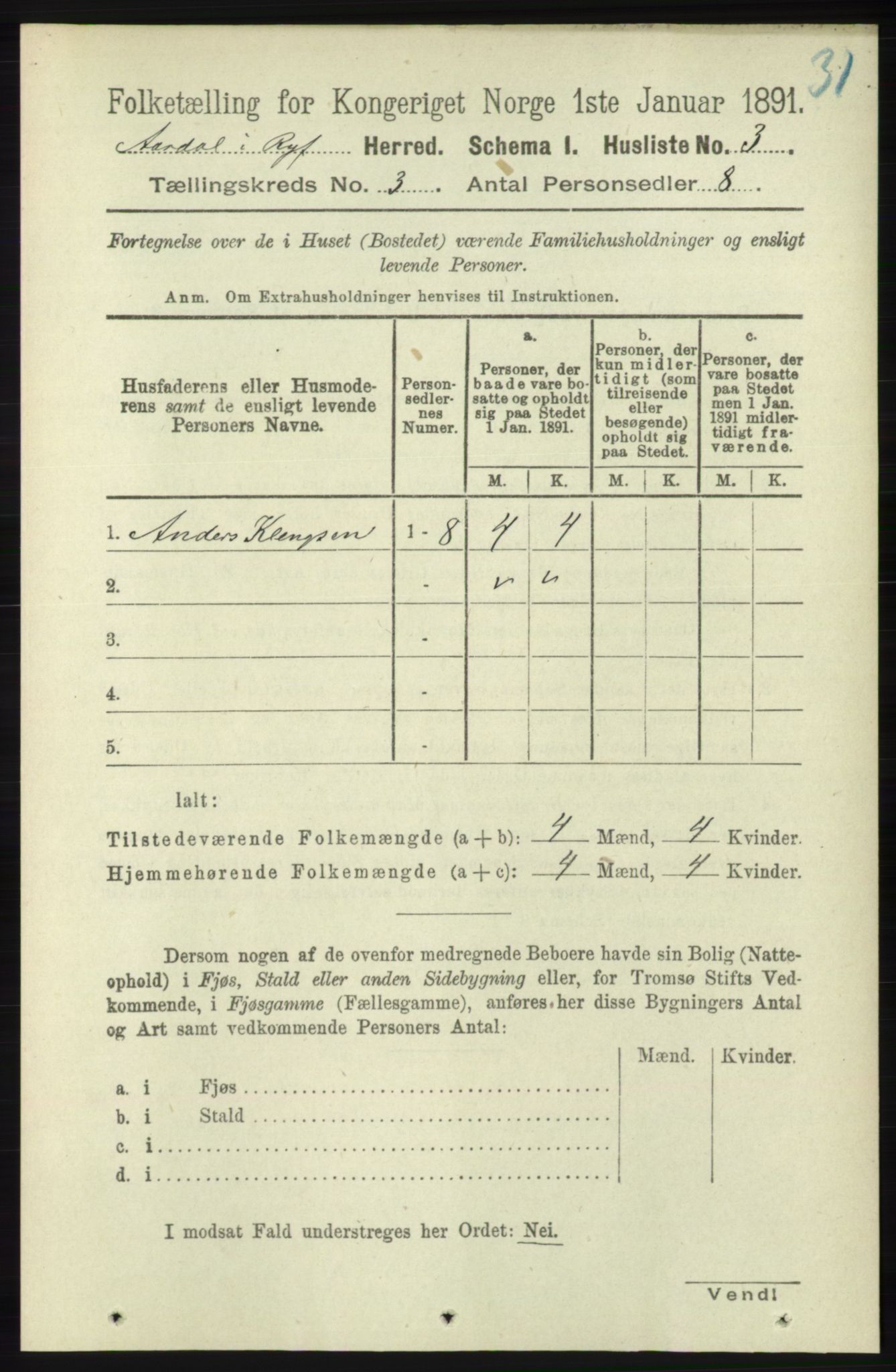 RA, 1891 census for 1131 Årdal, 1891, p. 784