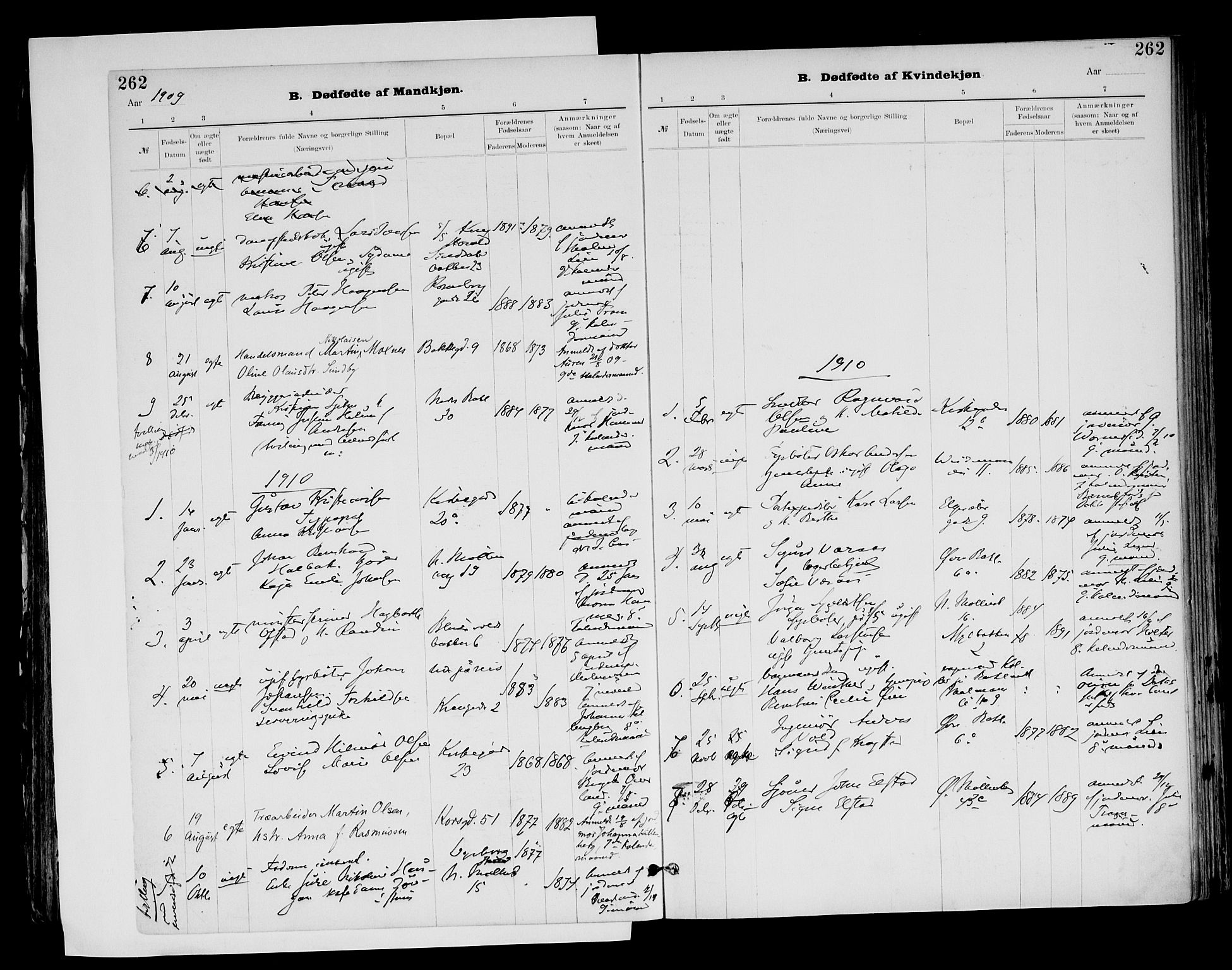 Ministerialprotokoller, klokkerbøker og fødselsregistre - Sør-Trøndelag, SAT/A-1456/604/L0203: Parish register (official) no. 604A23, 1908-1916, p. 262