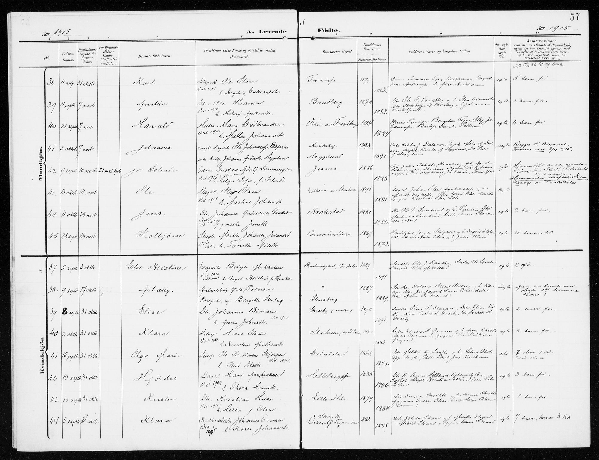 Furnes prestekontor, SAH/PREST-012/K/Ka/L0001: Parish register (official) no. 1, 1907-1935, p. 57