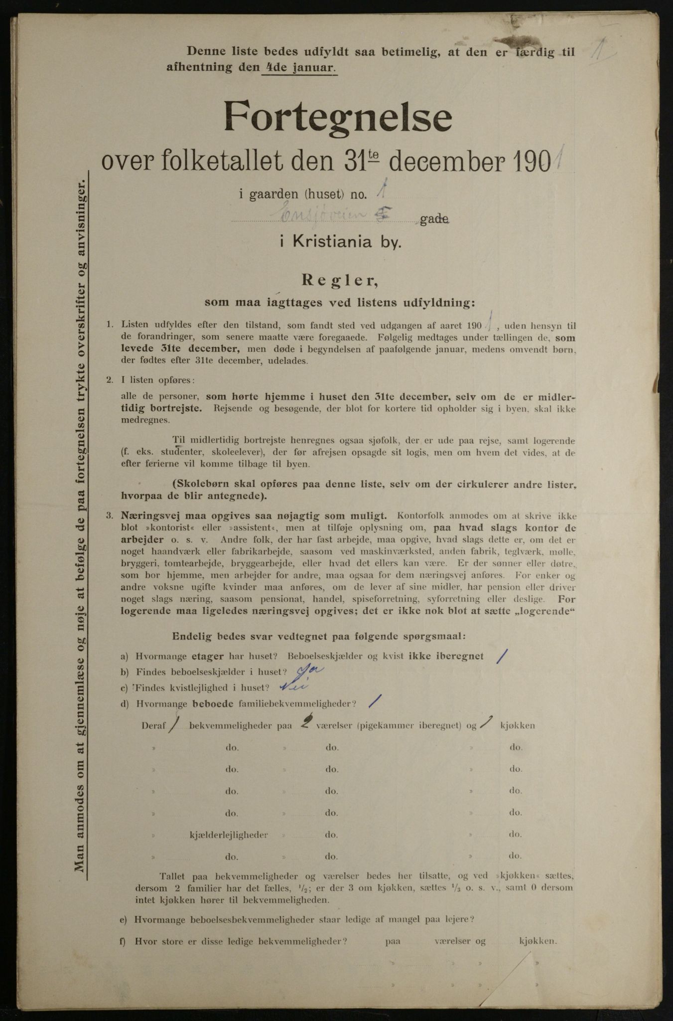 OBA, Municipal Census 1901 for Kristiania, 1901, p. 3542