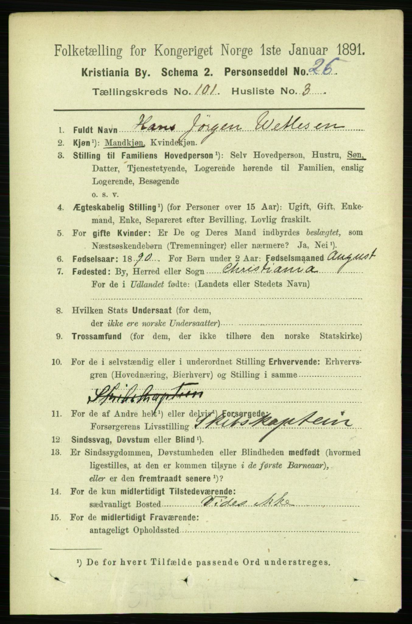 RA, 1891 census for 0301 Kristiania, 1891, p. 50060