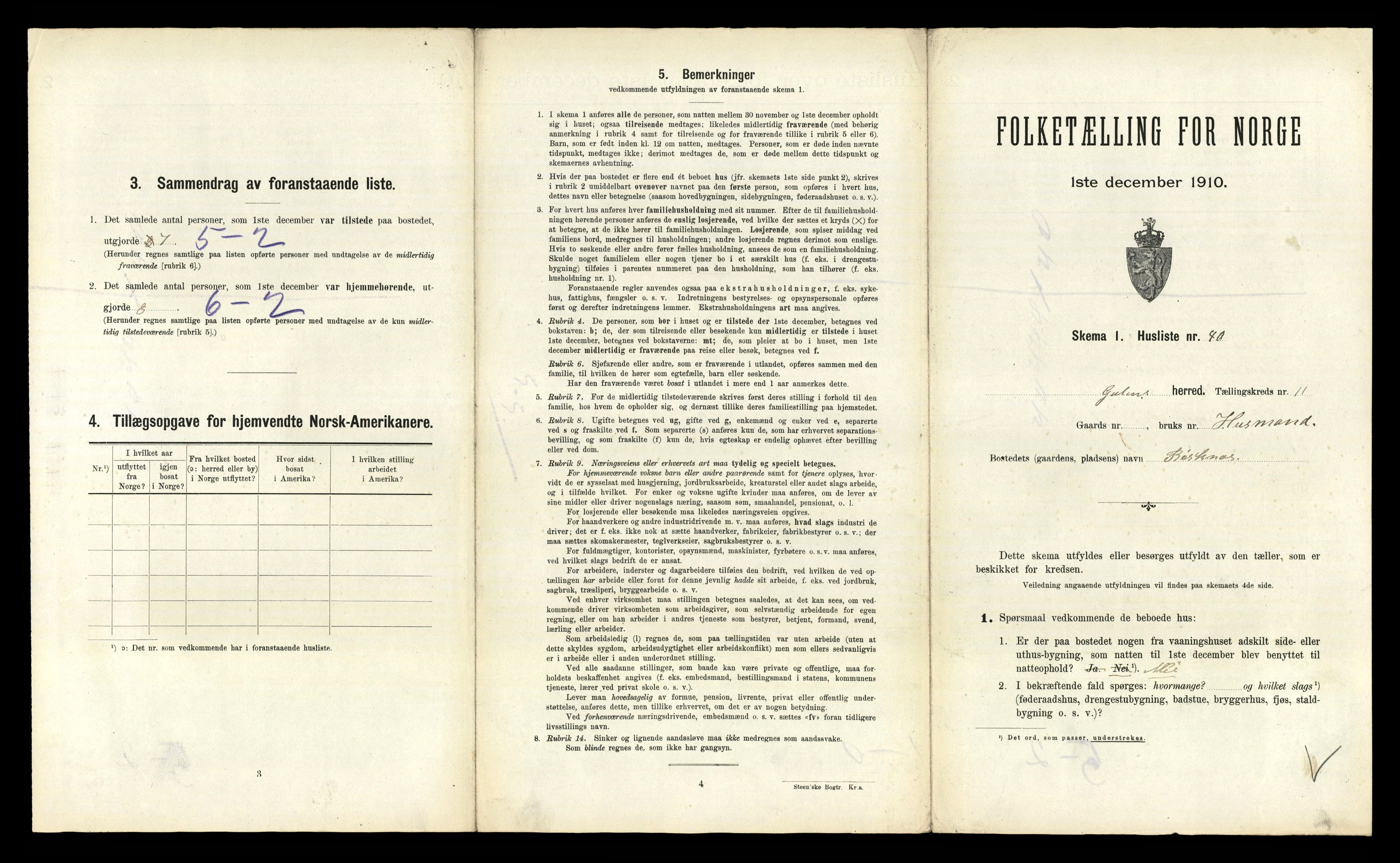 RA, 1910 census for Gulen, 1910, p. 1020