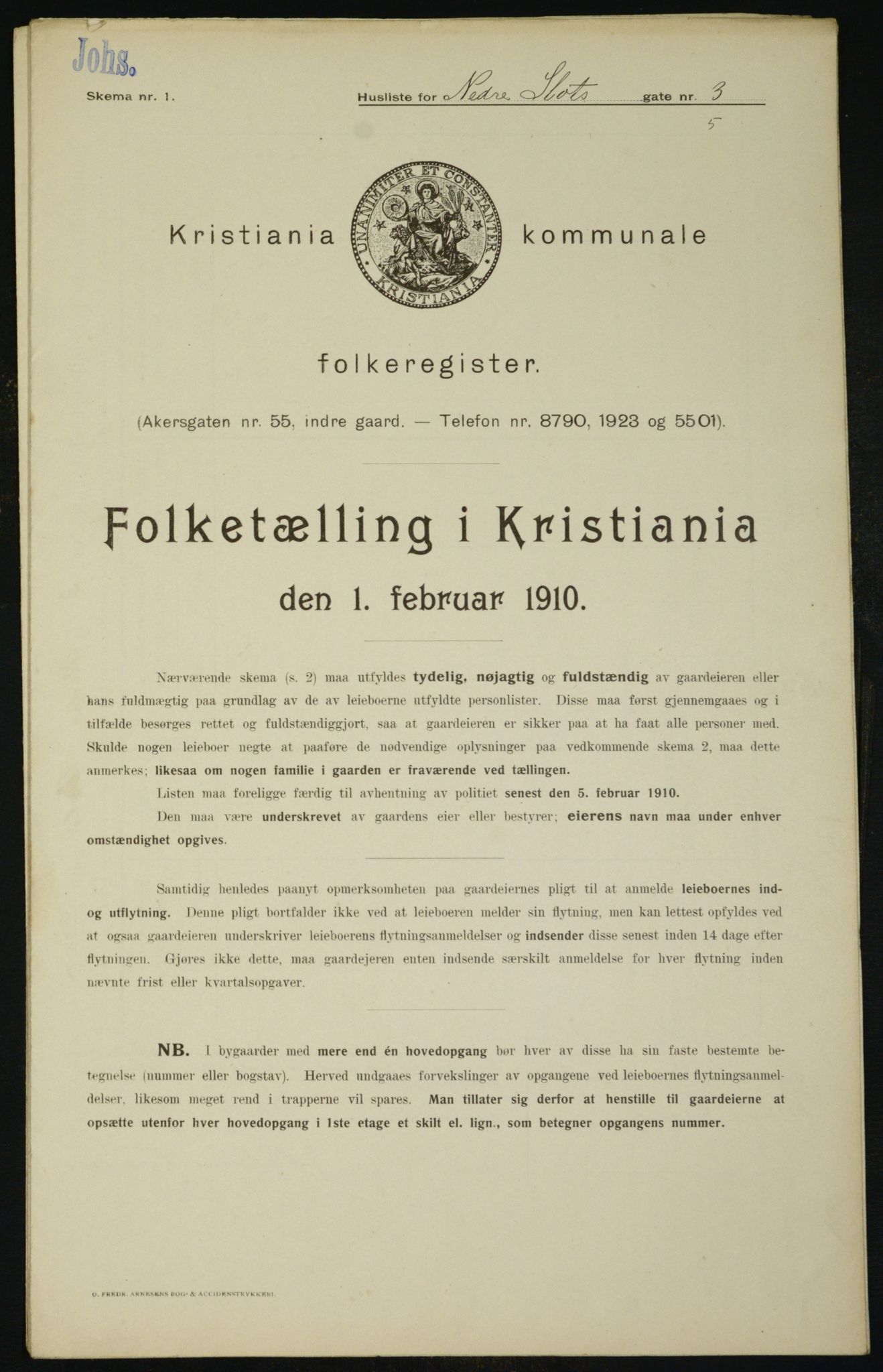 OBA, Municipal Census 1910 for Kristiania, 1910, p. 67105