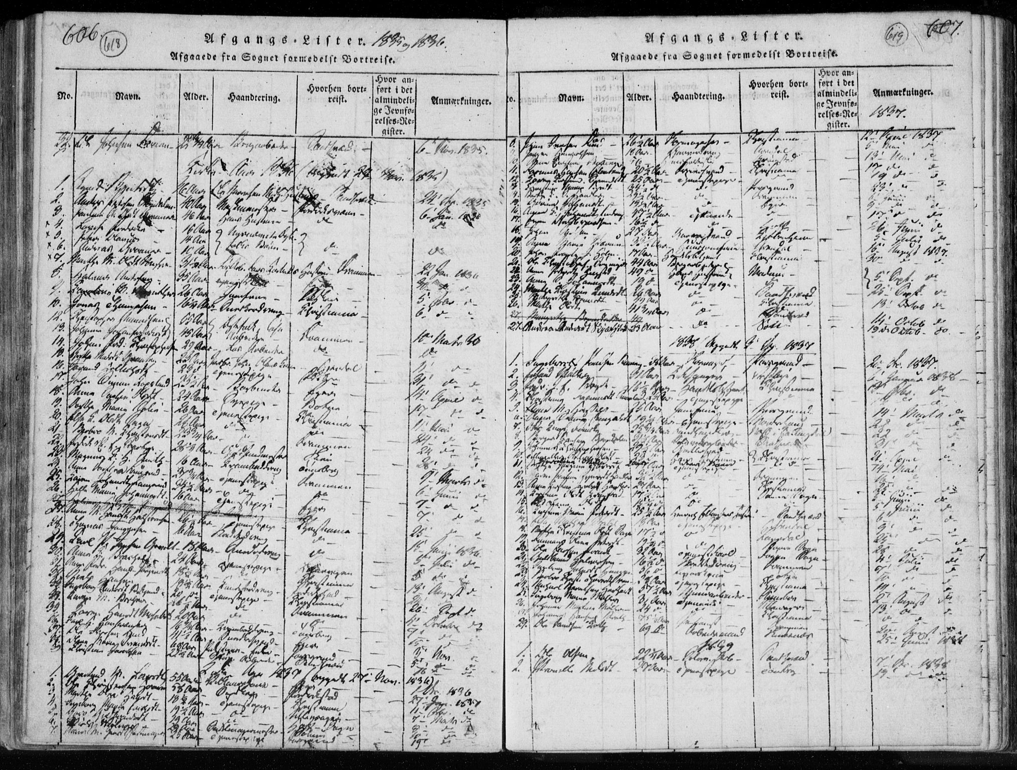 Kongsberg kirkebøker, SAKO/A-22/F/Fa/L0008: Parish register (official) no. I 8, 1816-1839, p. 618-619