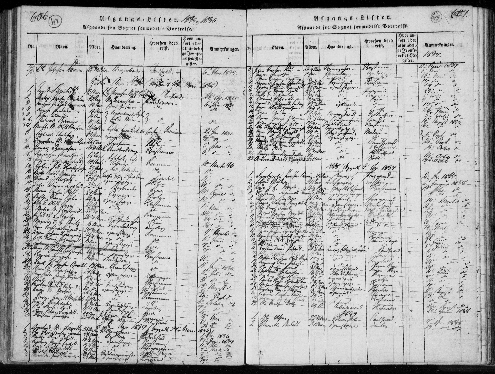 Kongsberg kirkebøker, AV/SAKO-A-22/F/Fa/L0008: Parish register (official) no. I 8, 1816-1839, p. 618-619