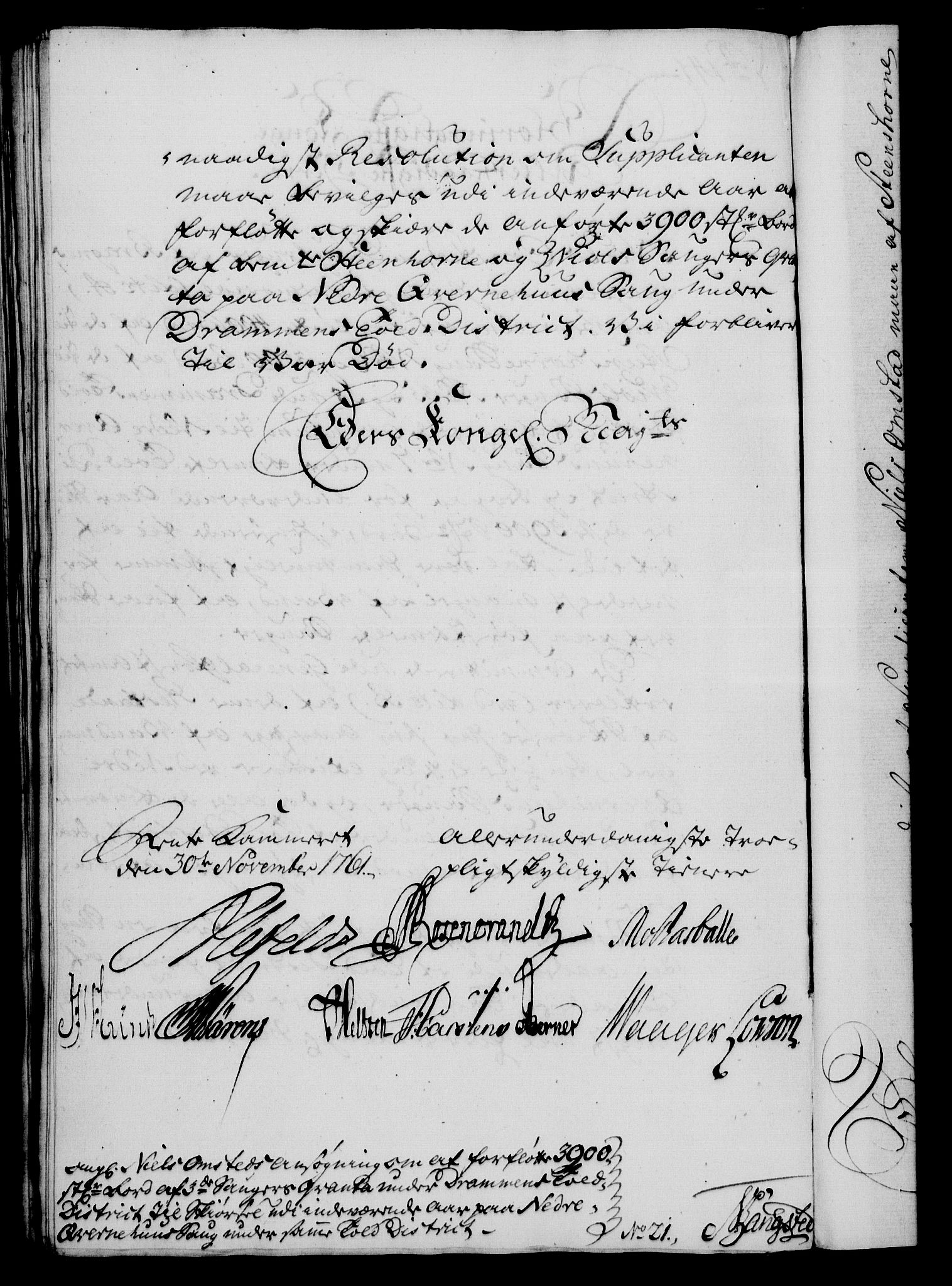 Rentekammeret, Kammerkanselliet, AV/RA-EA-3111/G/Gf/Gfa/L0043: Norsk relasjons- og resolusjonsprotokoll (merket RK 52.43), 1761, p. 519