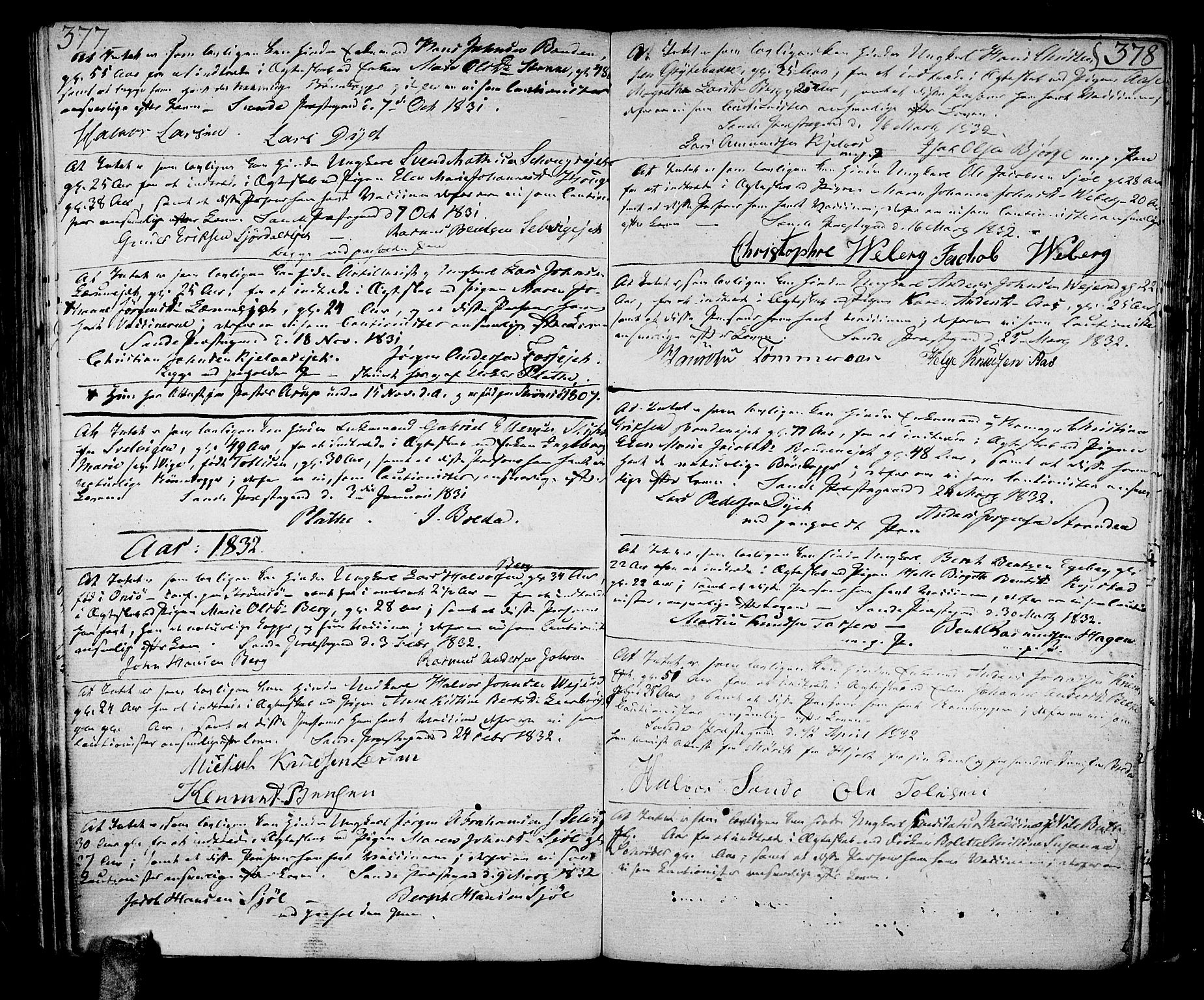 Sande Kirkebøker, AV/SAKO-A-53/F/Fa/L0002: Parish register (official) no. 2, 1804-1814, p. 377-378