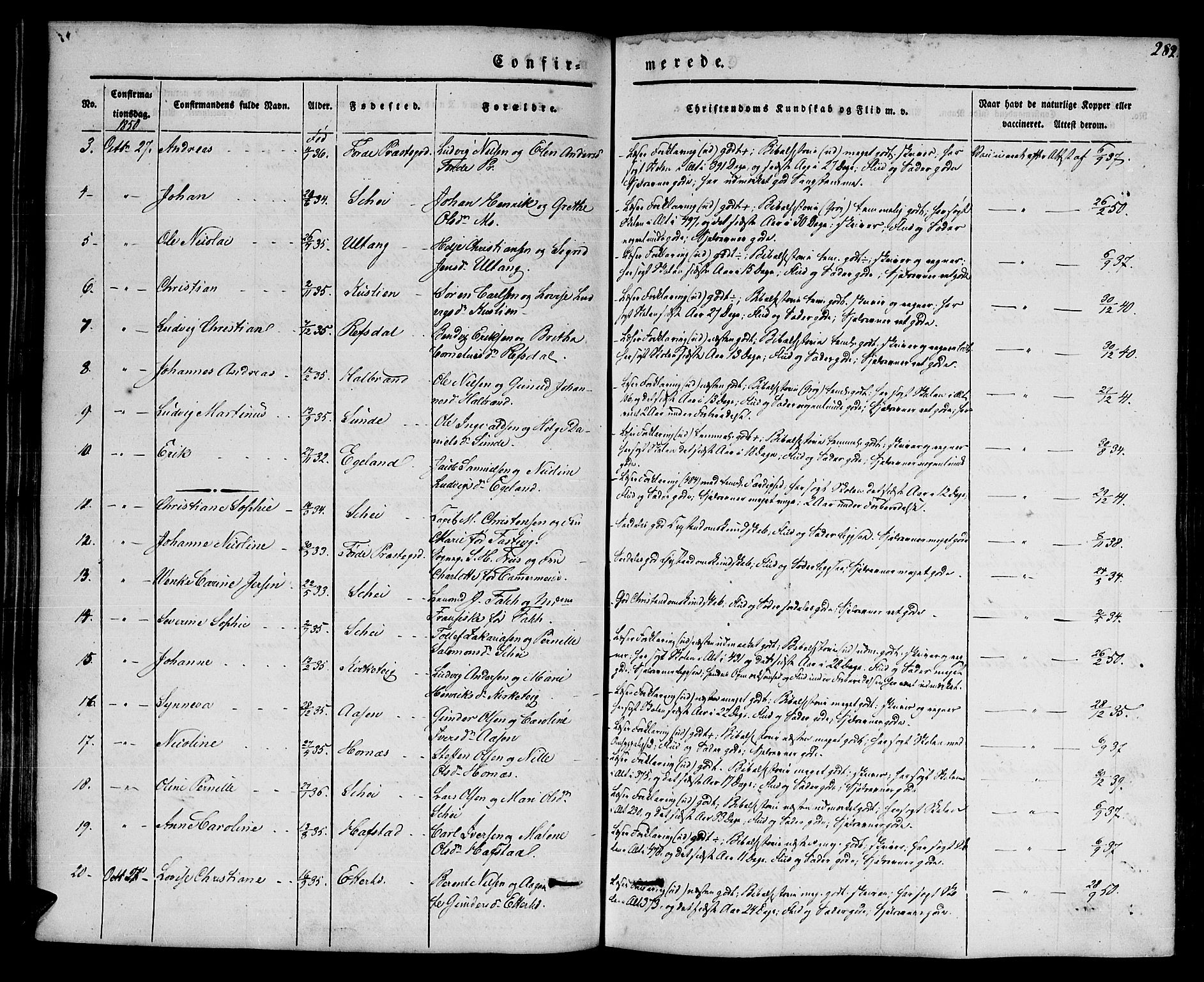 Førde sokneprestembete, SAB/A-79901/H/Haa/Haaa/L0007: Parish register (official) no. A 7, 1843-1860, p. 282