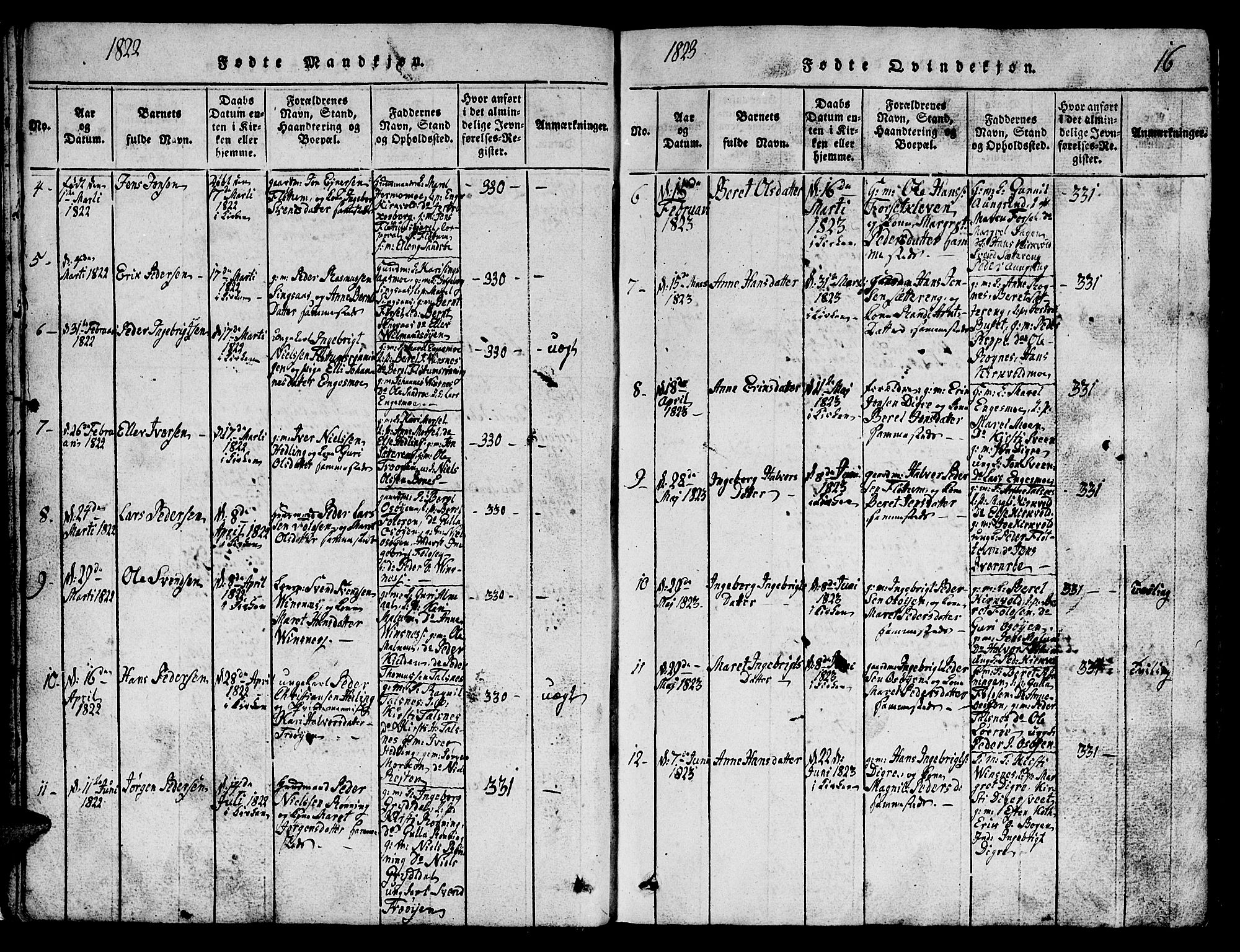 Ministerialprotokoller, klokkerbøker og fødselsregistre - Sør-Trøndelag, SAT/A-1456/688/L1026: Parish register (copy) no. 688C01, 1817-1860, p. 16
