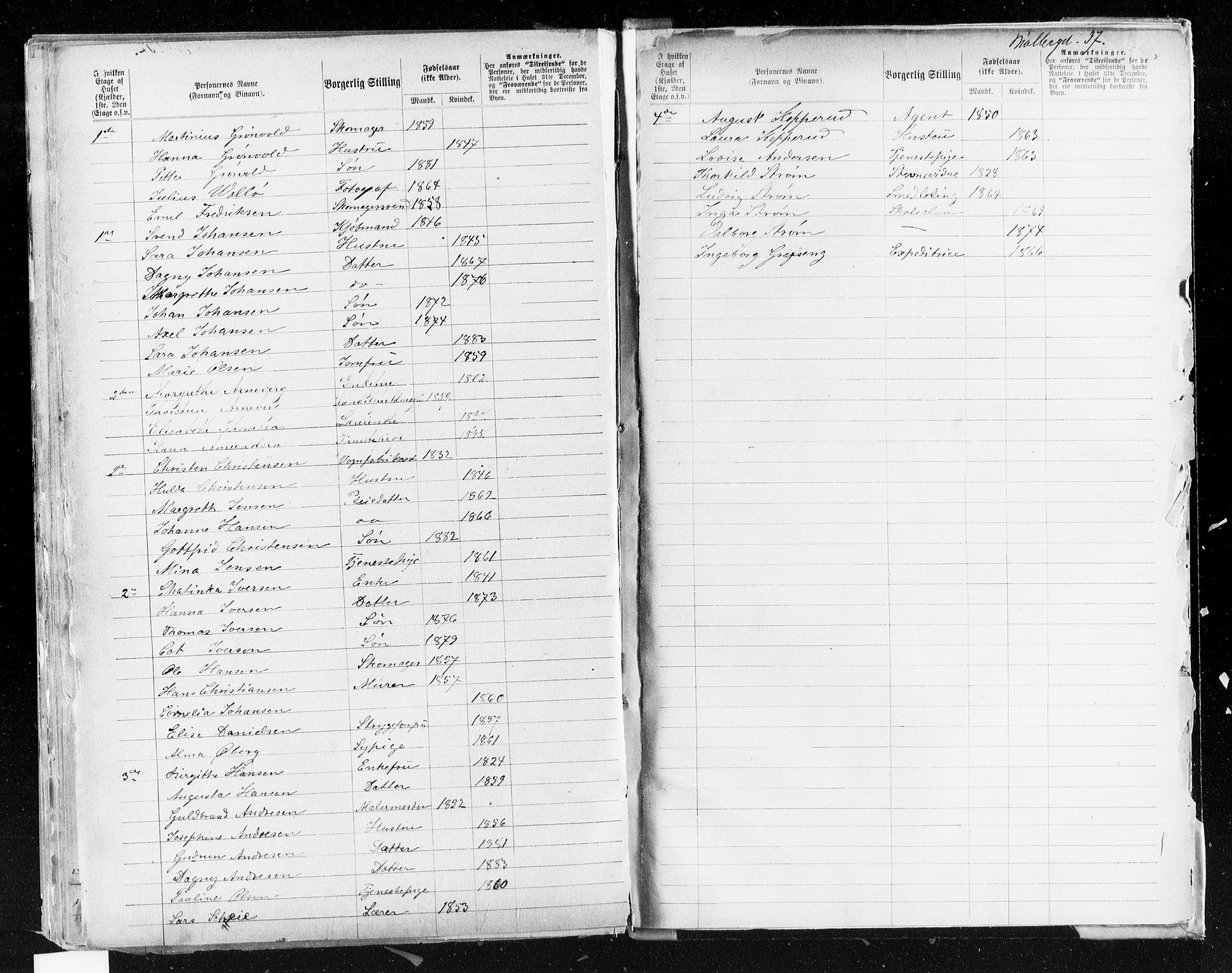 OBA, Municipal Census 1883 for Kristiania, 1883, p. 2922