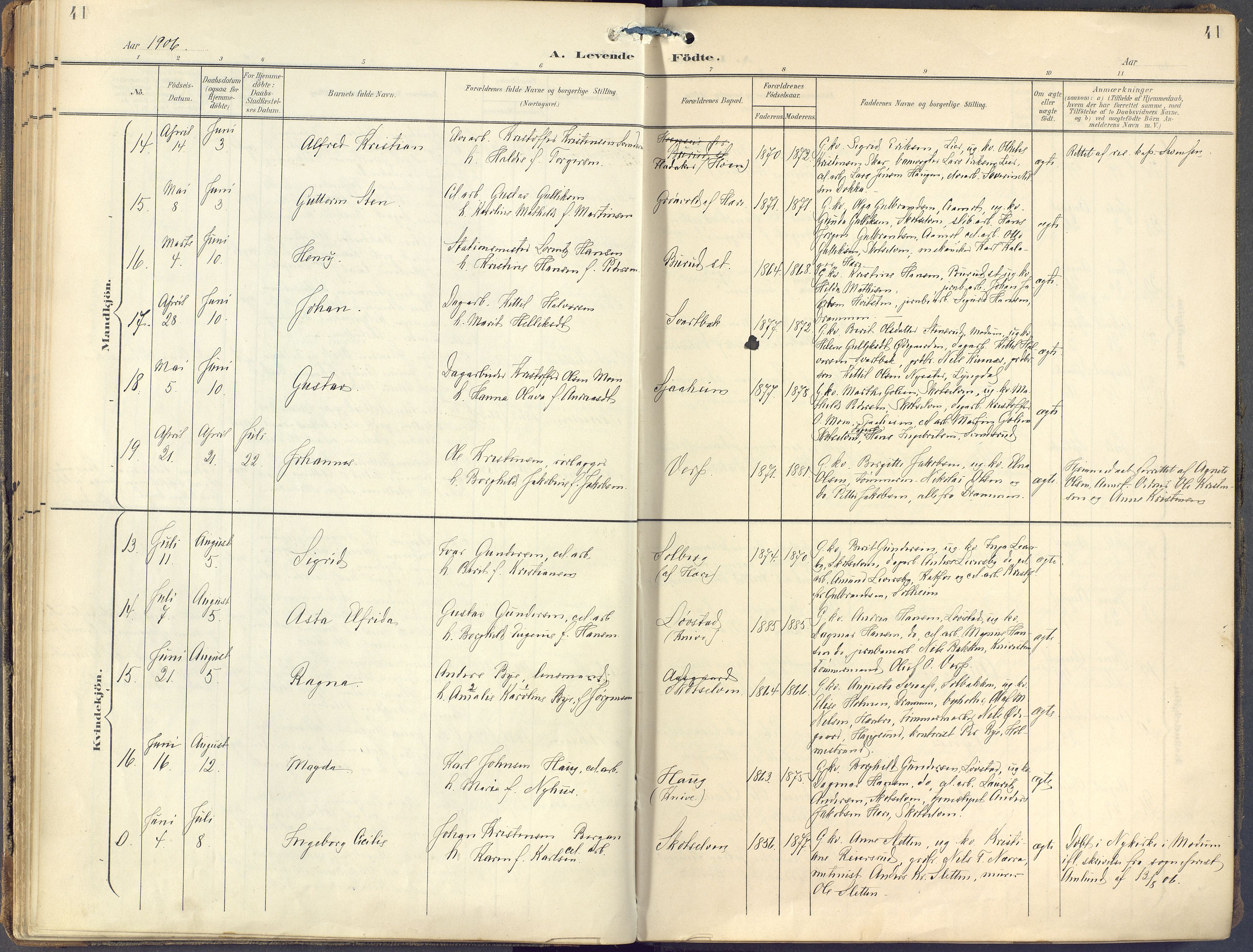 Eiker kirkebøker, AV/SAKO-A-4/F/Fc/L0004: Parish register (official) no. III 4, 1900-1919, p. 41