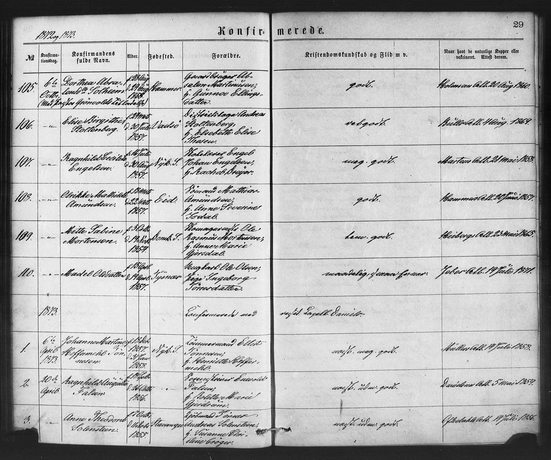 Nykirken Sokneprestembete, SAB/A-77101/H/Haa/L0026: Parish register (official) no. C 5, 1870-1886, p. 29