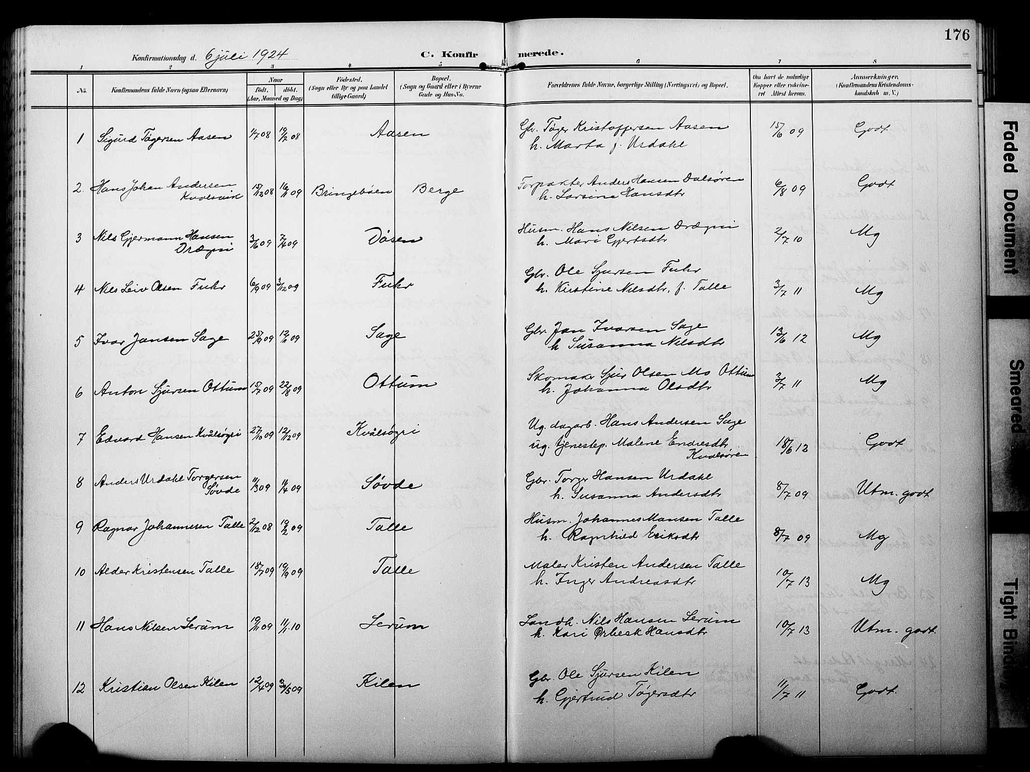 Luster sokneprestembete, AV/SAB-A-81101/H/Hab/Haba/L0001: Parish register (copy) no. A 1, 1903-1930, p. 176