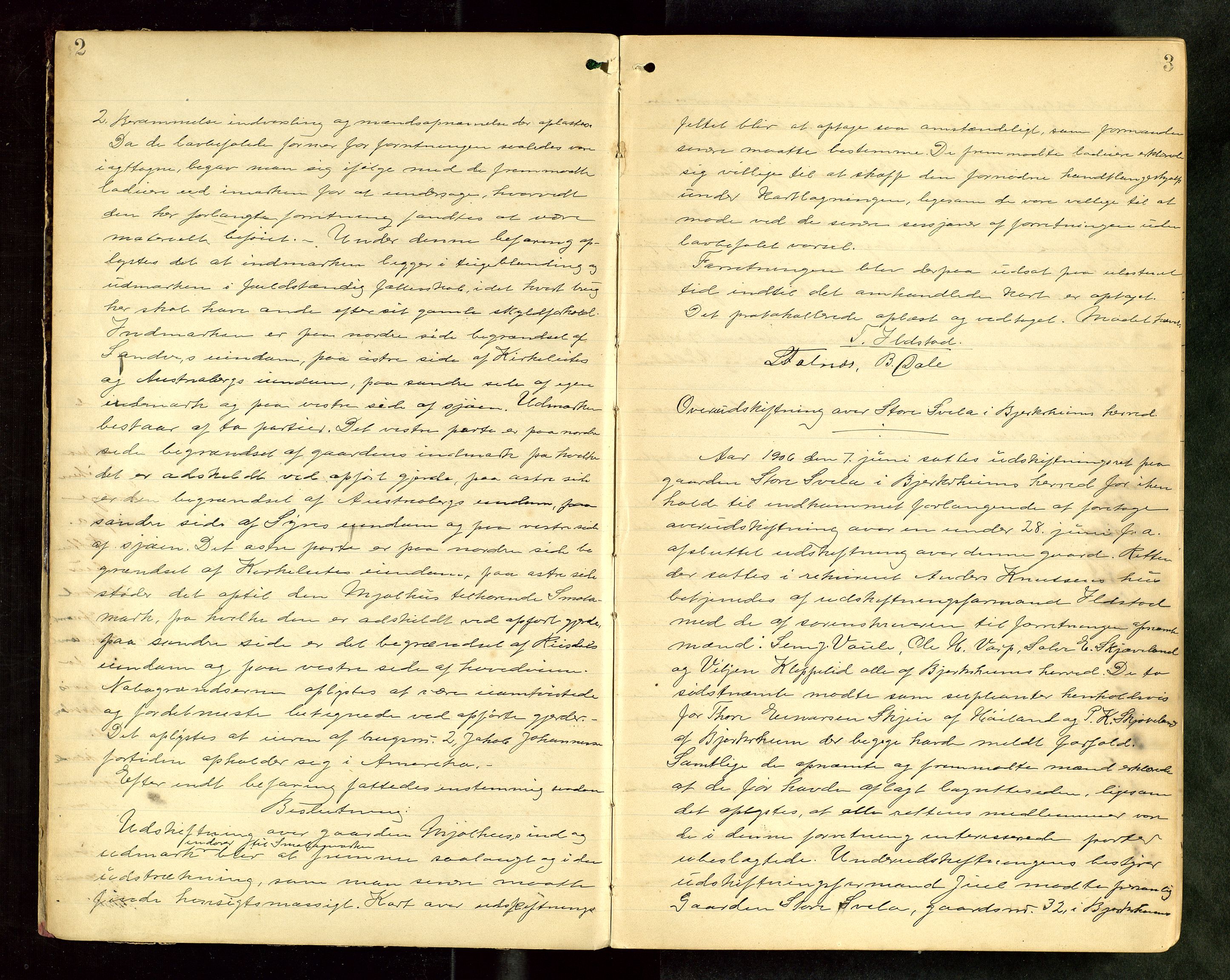 Rogaland jordskifterett, AV/SAST-A-102426/Oa/L0066: Forhandlingsprotokoll, 1906-1919, p. 2-3