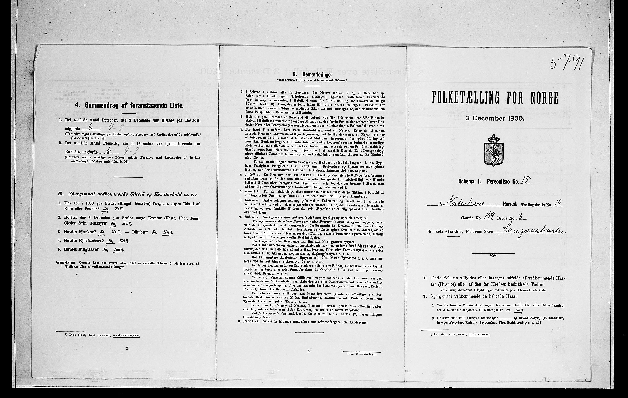 RA, 1900 census for Norderhov, 1900, p. 2742