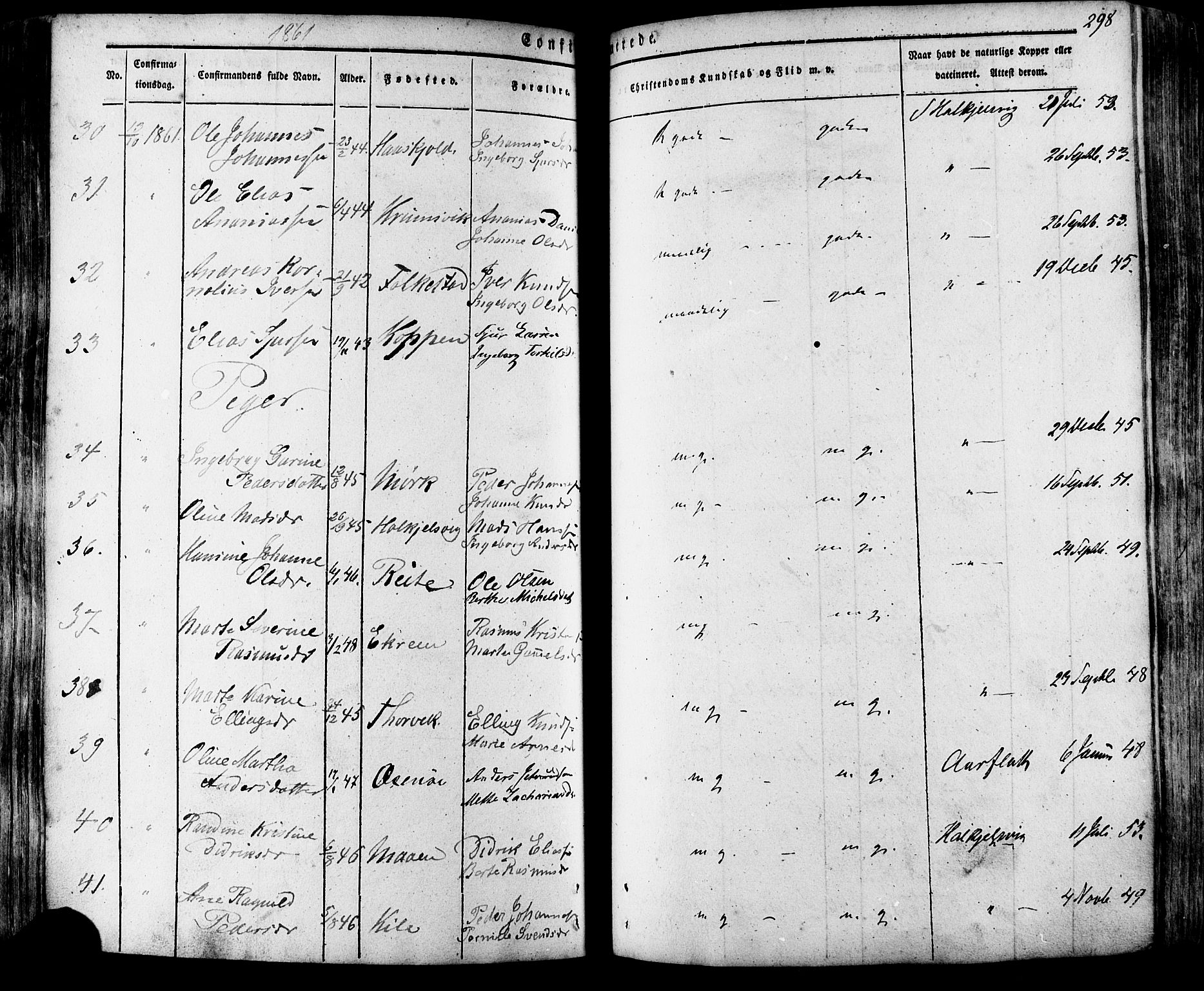 Ministerialprotokoller, klokkerbøker og fødselsregistre - Møre og Romsdal, AV/SAT-A-1454/511/L0140: Parish register (official) no. 511A07, 1851-1878, p. 298