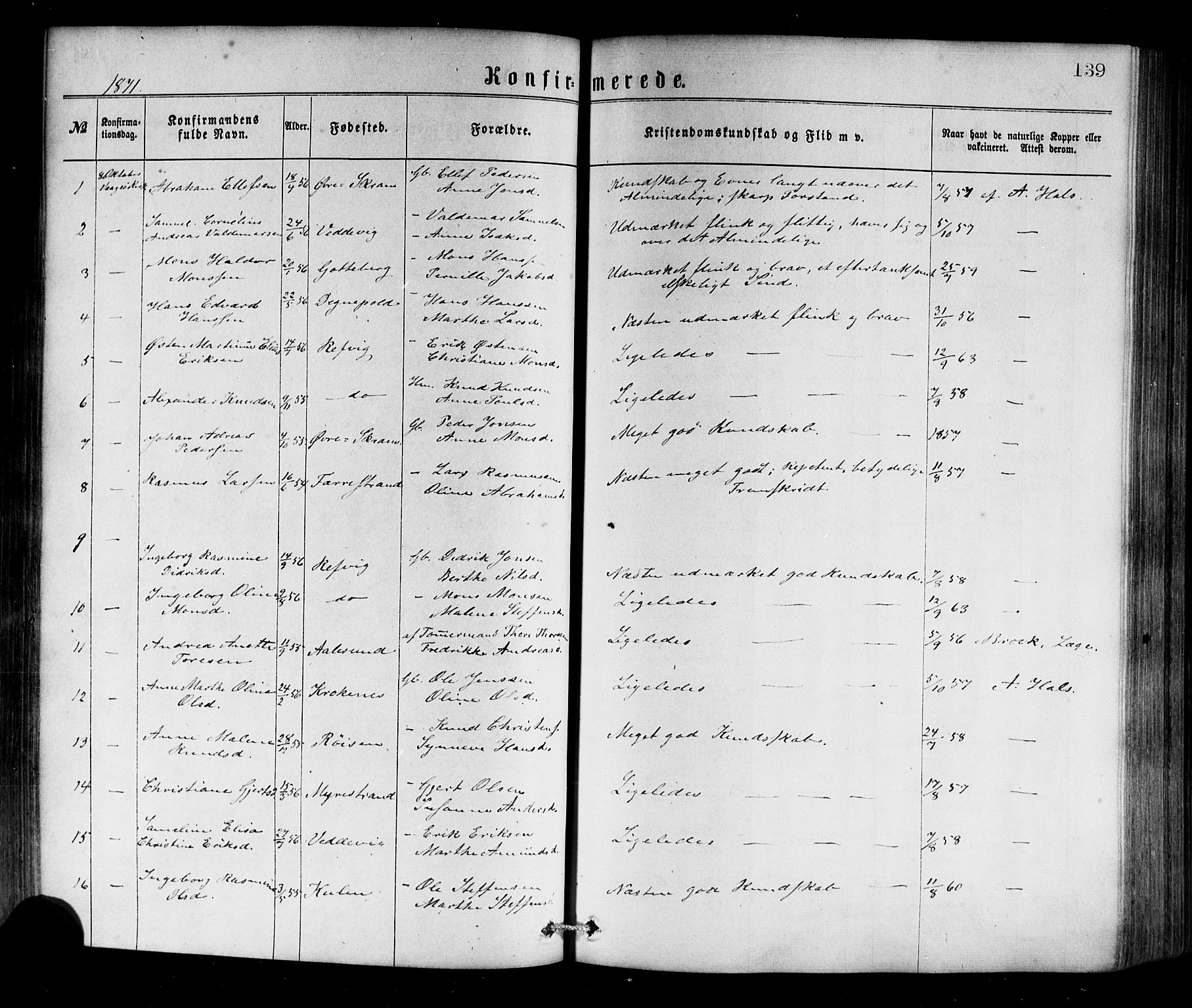 Selje sokneprestembete, SAB/A-99938/H/Ha/Haa/Haaa: Parish register (official) no. A 12, 1870-1880, p. 139