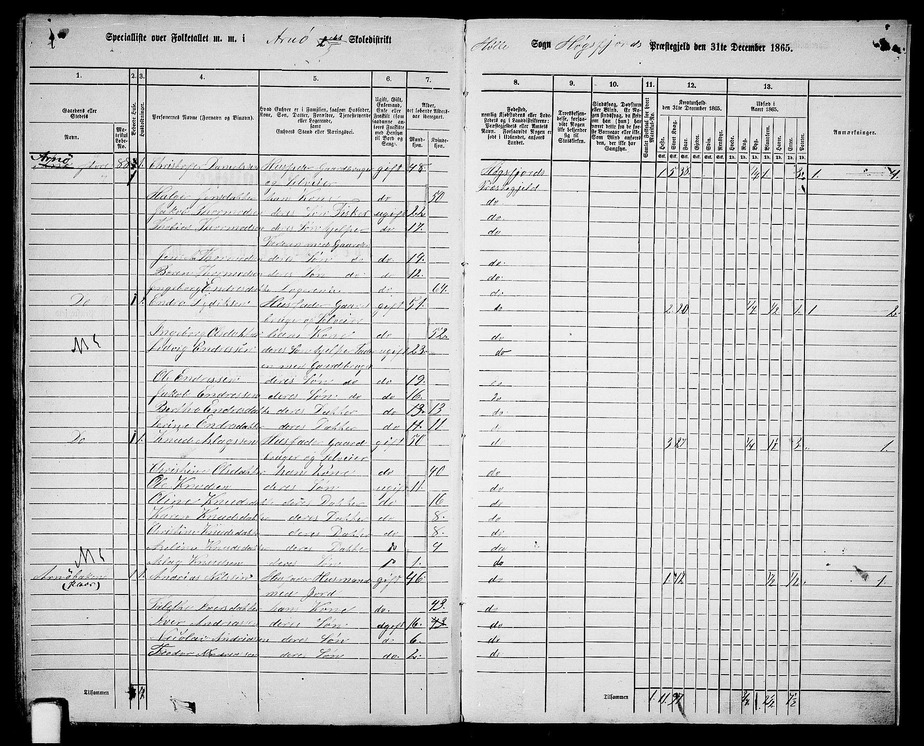 RA, 1865 census for Høgsfjord, 1865, p. 143