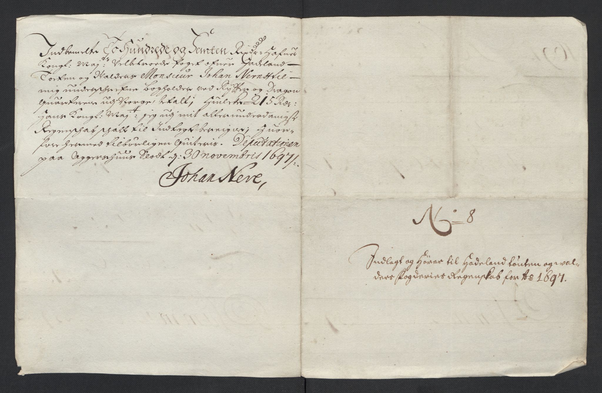 Rentekammeret inntil 1814, Reviderte regnskaper, Fogderegnskap, AV/RA-EA-4092/R18/L1295: Fogderegnskap Hadeland, Toten og Valdres, 1697, p. 205