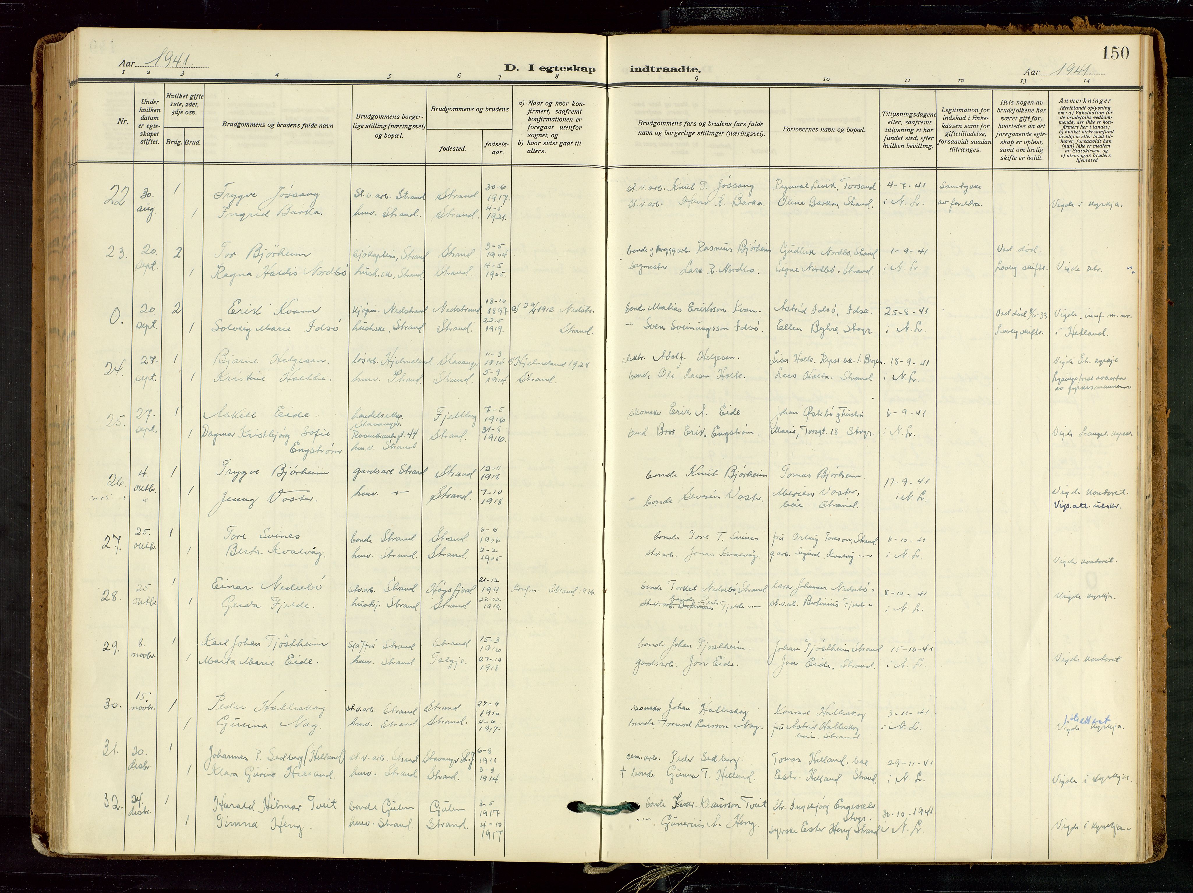 Strand sokneprestkontor, AV/SAST-A-101828/H/Ha/Haa/L0012: Parish register (official) no. A 12, 1927-1946, p. 150