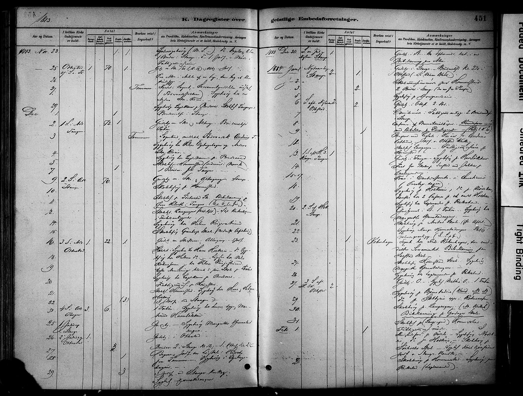 Stange prestekontor, AV/SAH-PREST-002/K/L0017: Parish register (official) no. 17, 1880-1893, p. 451