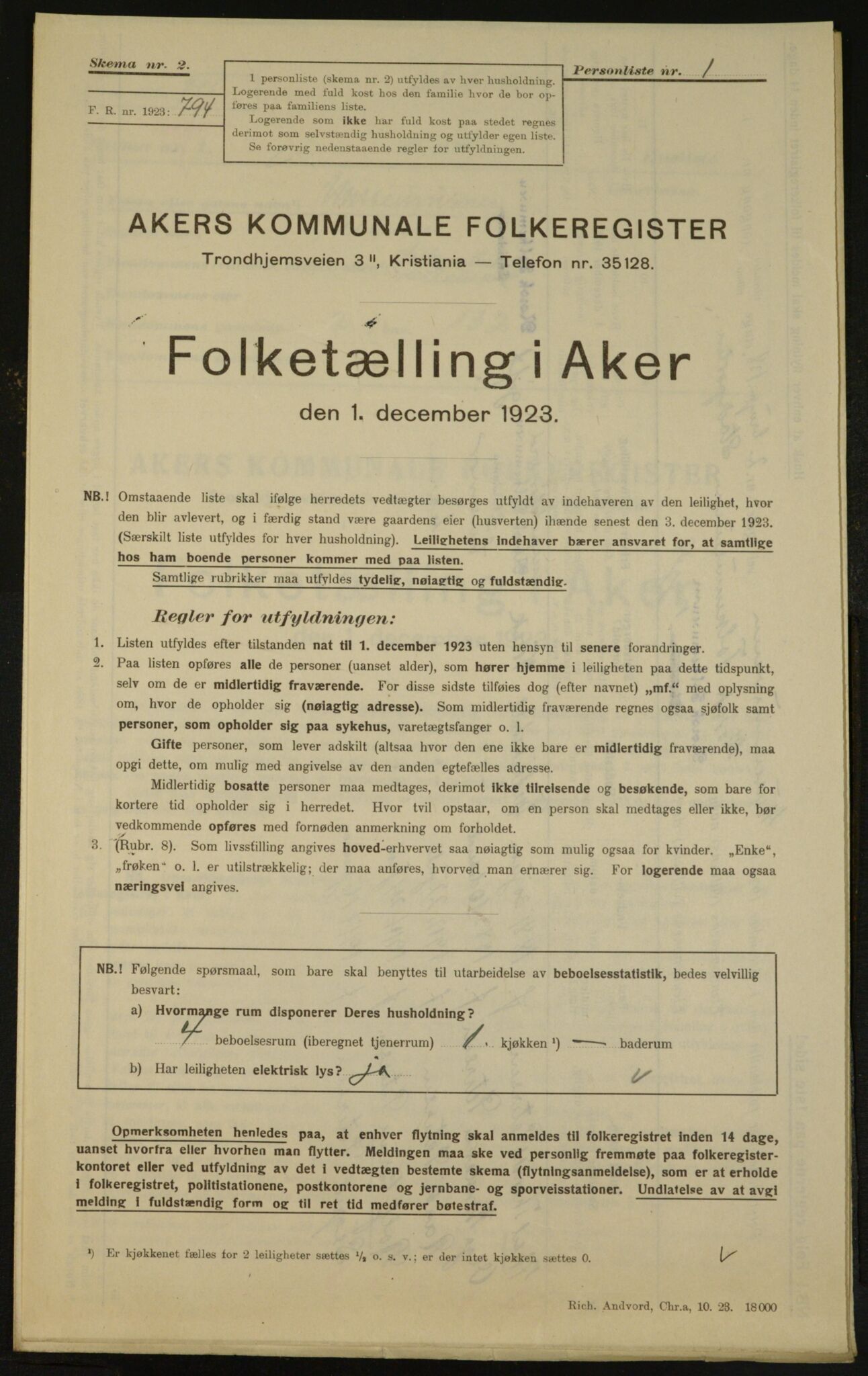 , Municipal Census 1923 for Aker, 1923, p. 4844