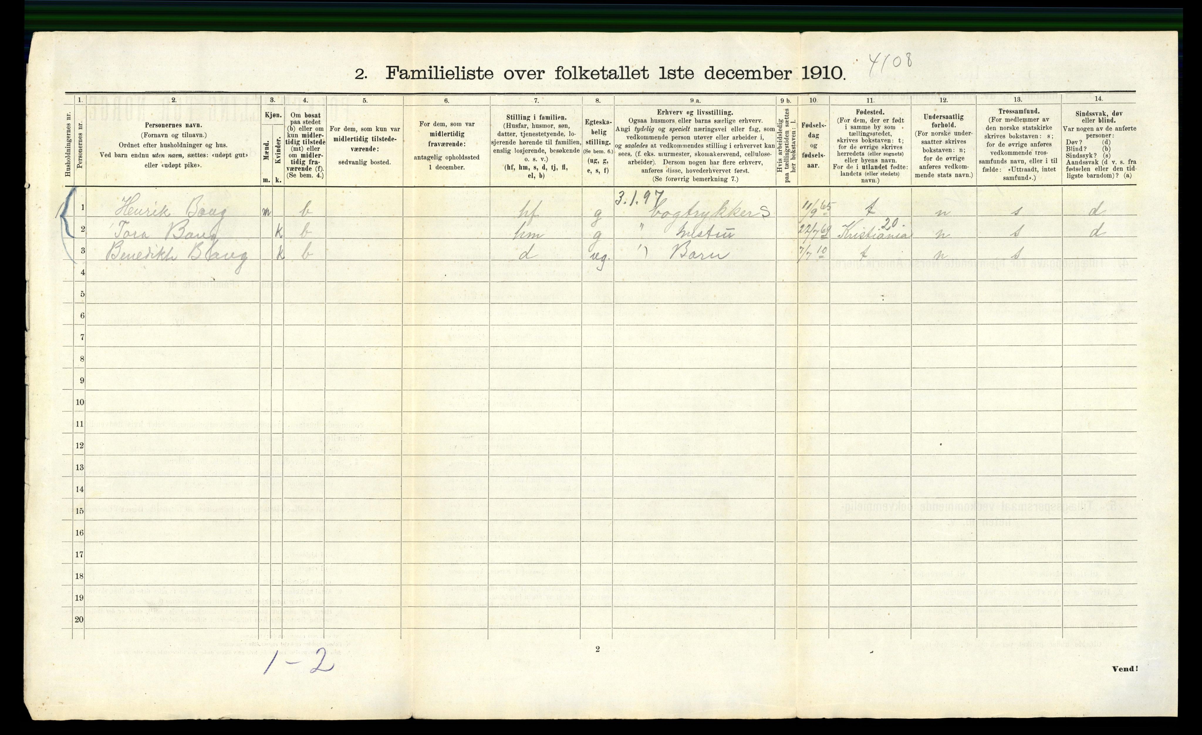 RA, 1910 census for Bergen, 1910, p. 19700