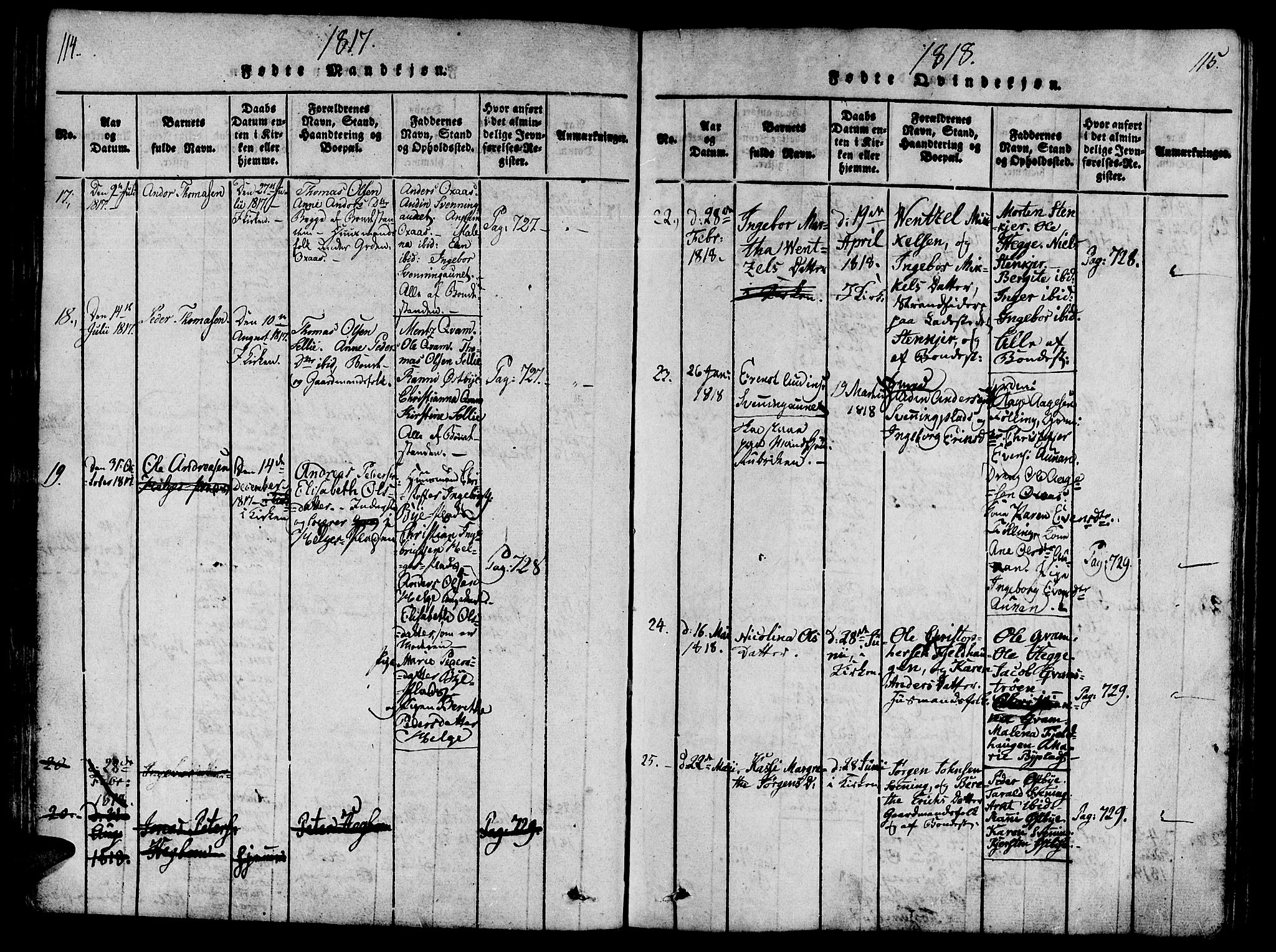 Ministerialprotokoller, klokkerbøker og fødselsregistre - Nord-Trøndelag, SAT/A-1458/746/L0441: Parish register (official) no. 746A03 /3, 1816-1827, p. 114-115